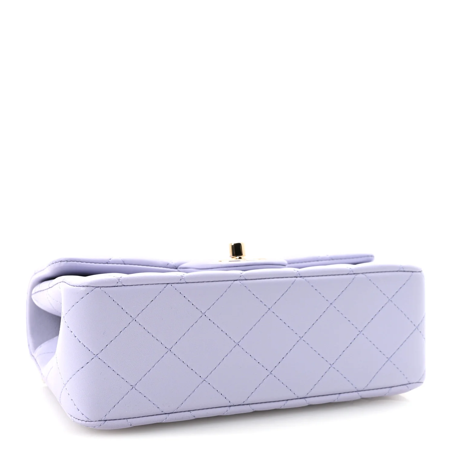 Lambskin Quilted Mini Top Handle Rectangular Flap Light Purple - Image 4