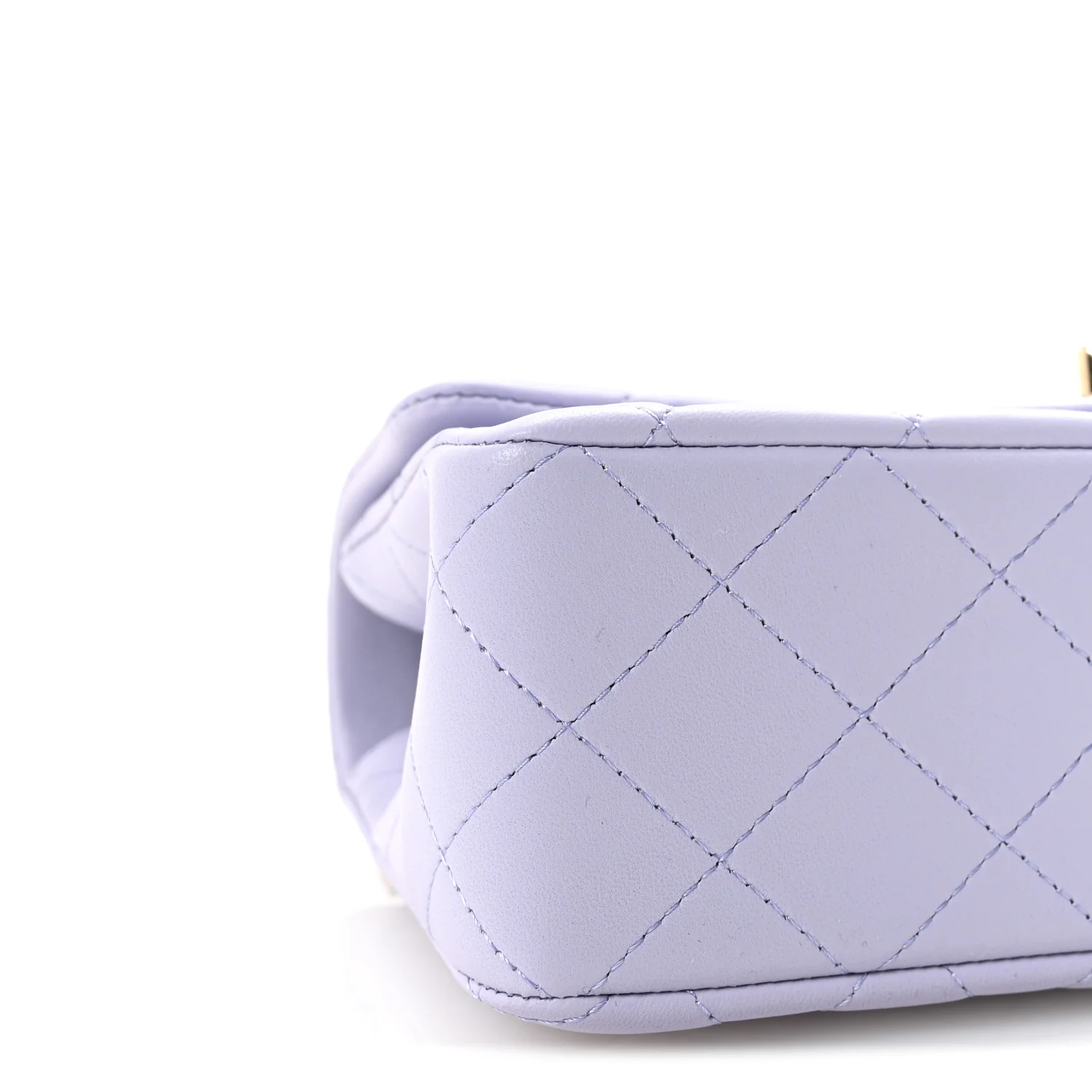 Lambskin Quilted Mini Top Handle Rectangular Flap Light Purple - Image 9