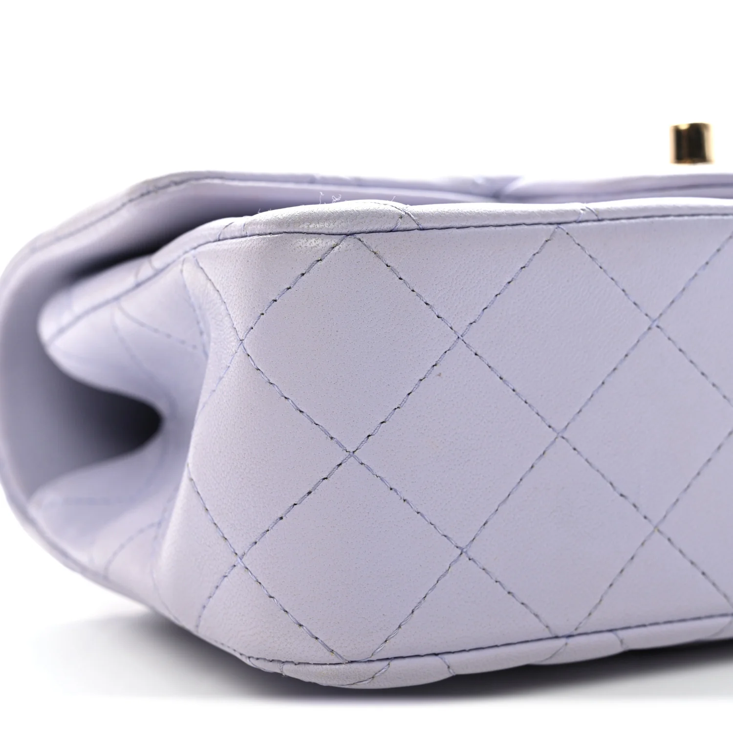 Lambskin Quilted Mini Top Handle Rectangular Flap Light Purple - Image 24