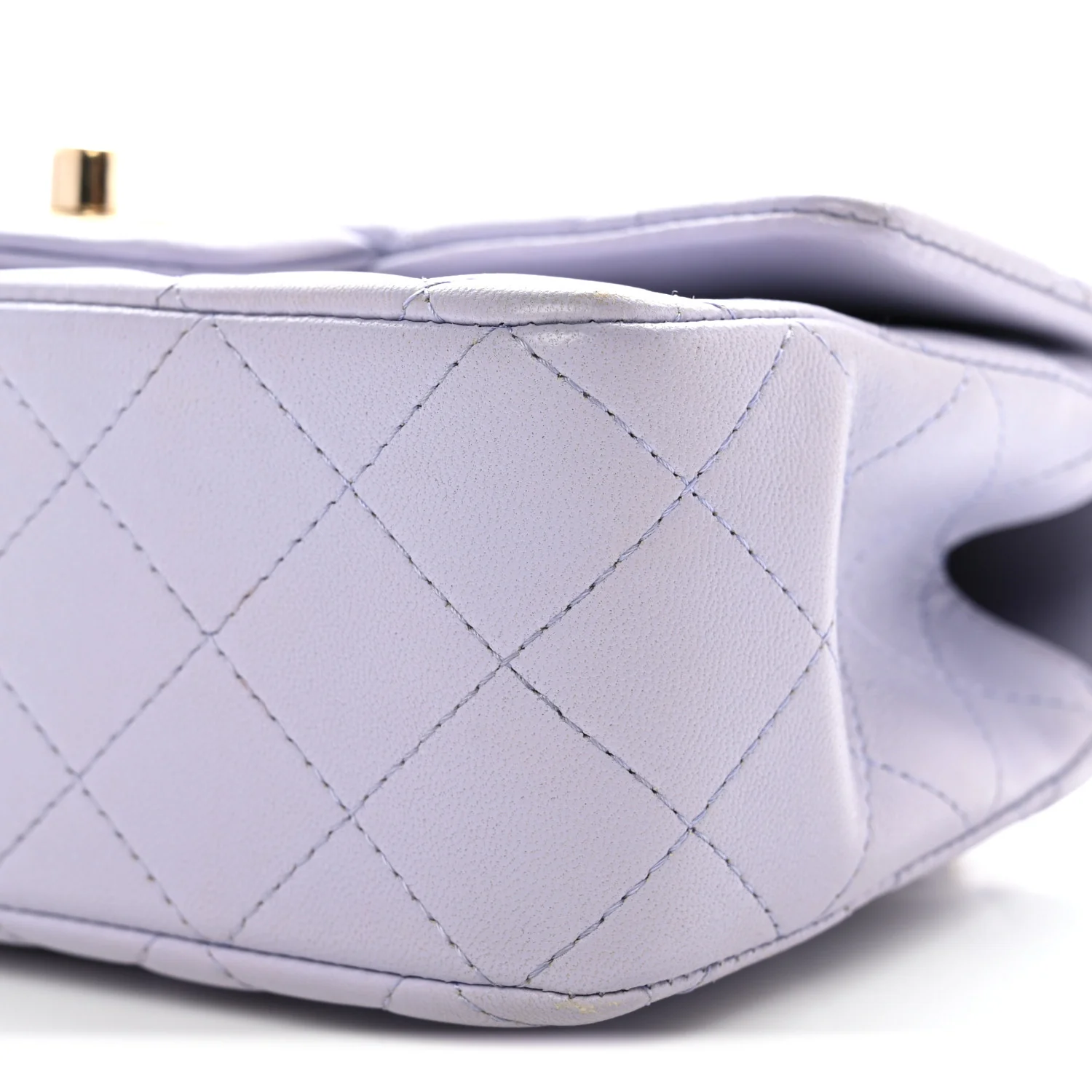 Lambskin Quilted Mini Top Handle Rectangular Flap Light Purple - Image 27