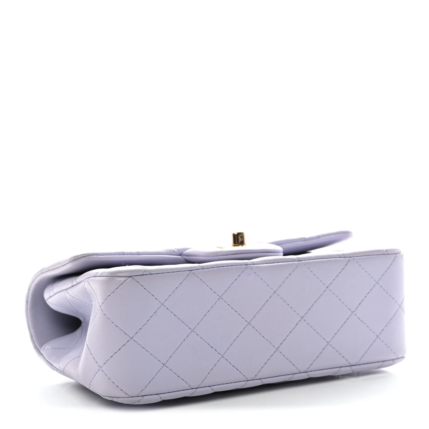 Lambskin Quilted Mini Top Handle Rectangular Flap Light Purple - Image 9