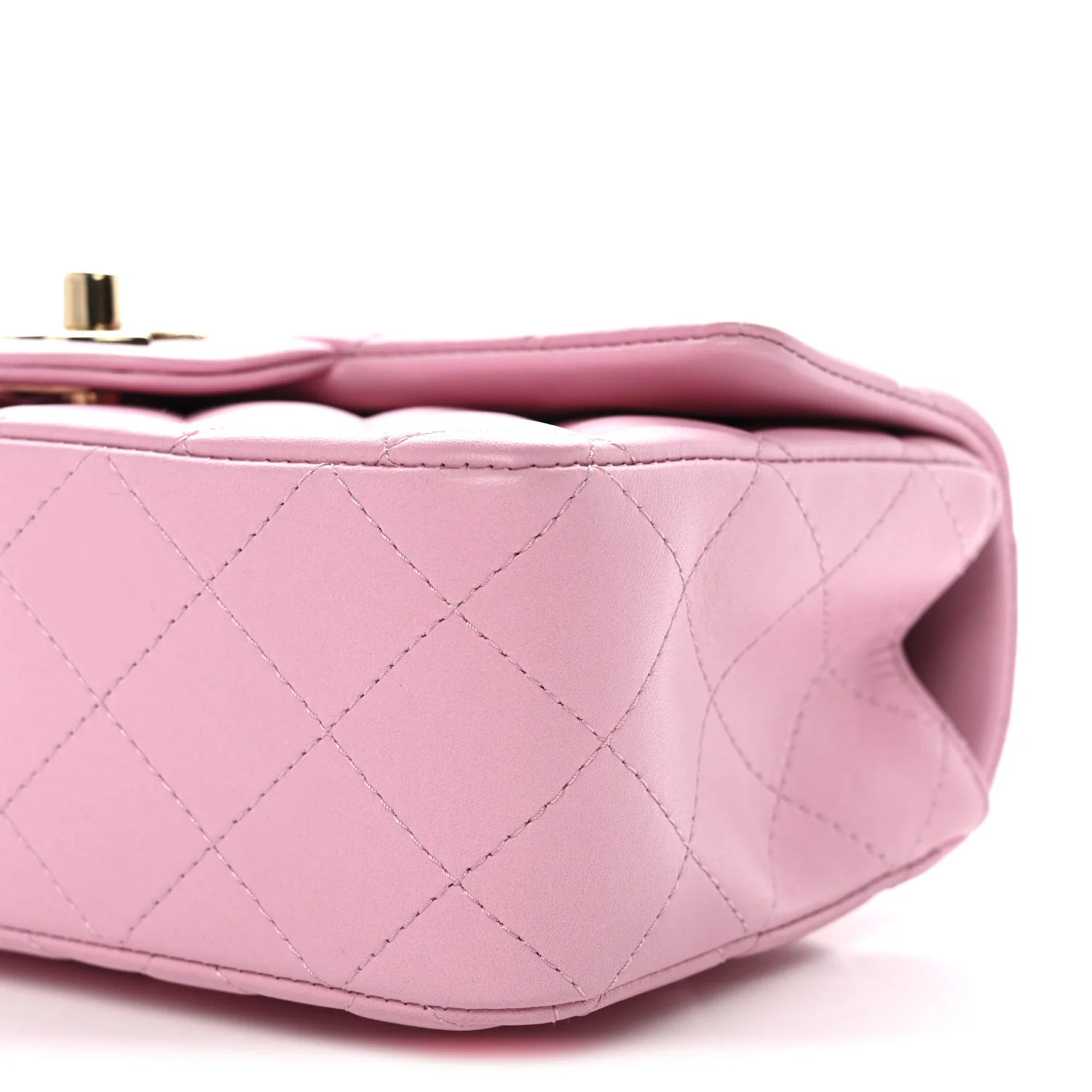 Lambskin Quilted Mini Top Handle Rectangular Flap Pink - Image 10