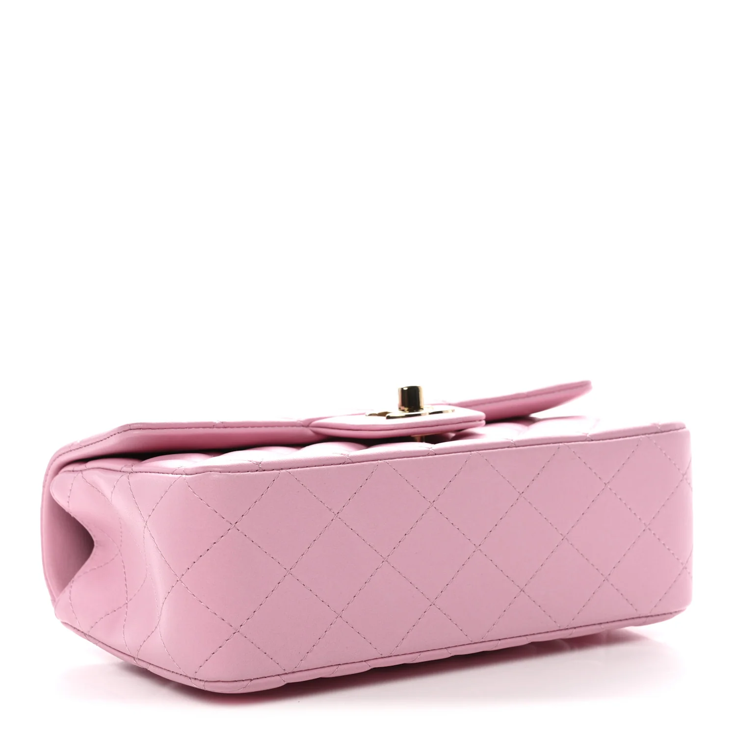 Lambskin Quilted Mini Top Handle Rectangular Flap Pink - Image 4