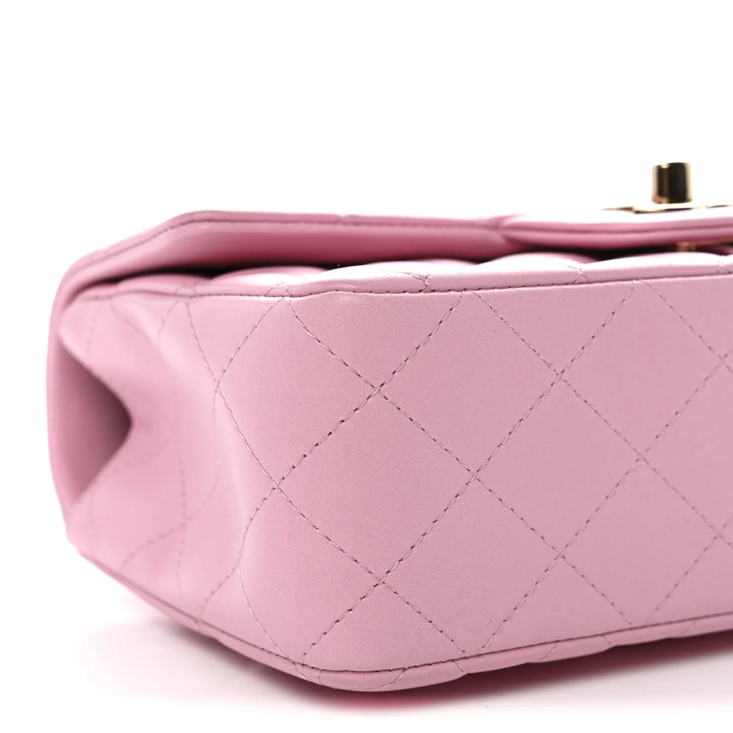 Lambskin Quilted Mini Top Handle Rectangular Flap Pink - Image 9