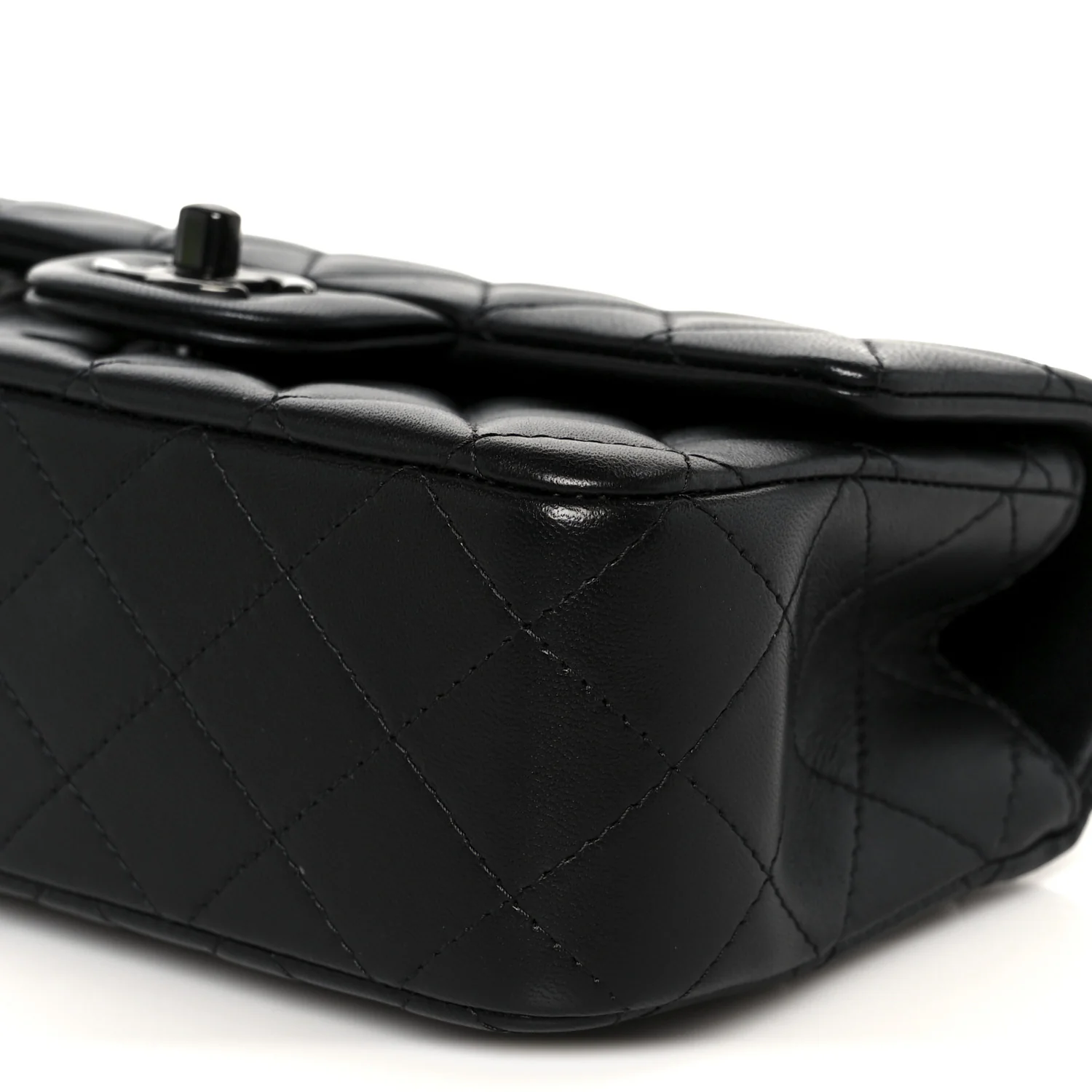 Lambskin Quilted Mini Top Handle Rectangular Flap So Black - Image 11