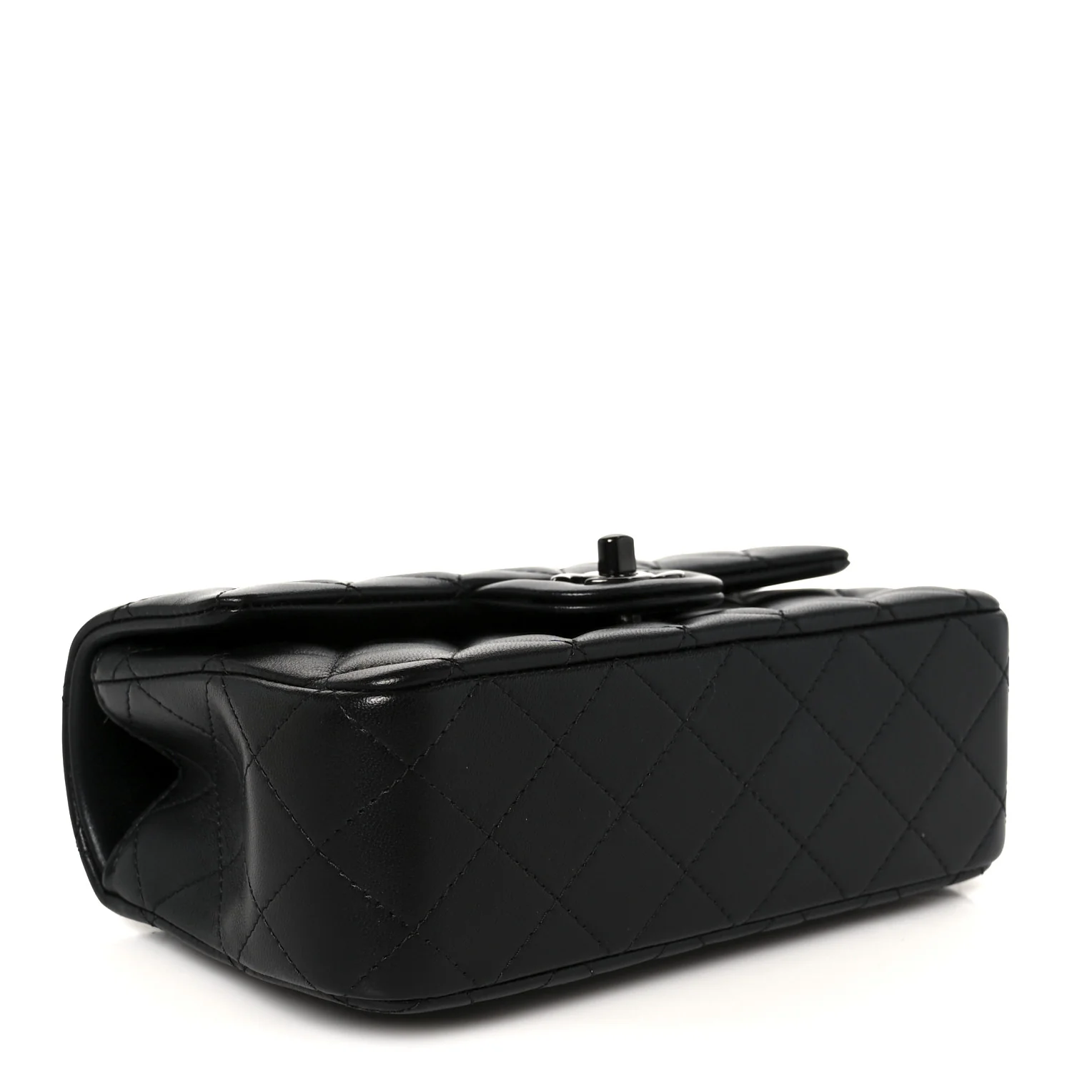 Lambskin Quilted Mini Top Handle Rectangular Flap So Black - Image 4