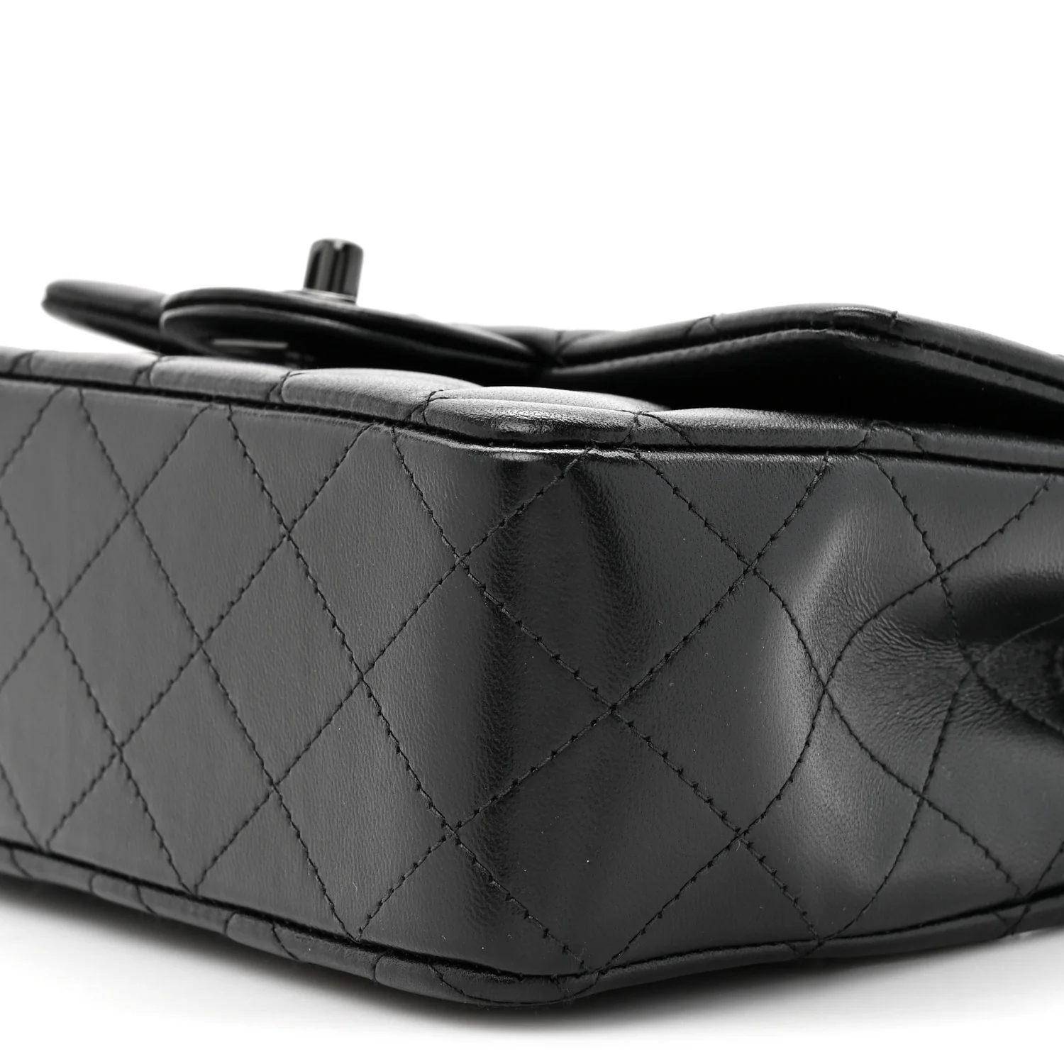 Lambskin Quilted Mini Top Handle Rectangular Flap So Black - Image 9