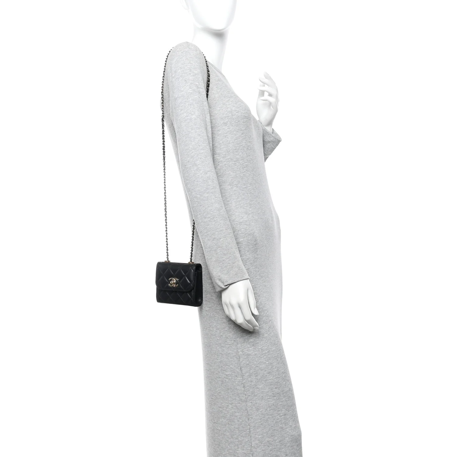 Lambskin Quilted Mini Trendy CC Clutch With Chain Black - Image 2