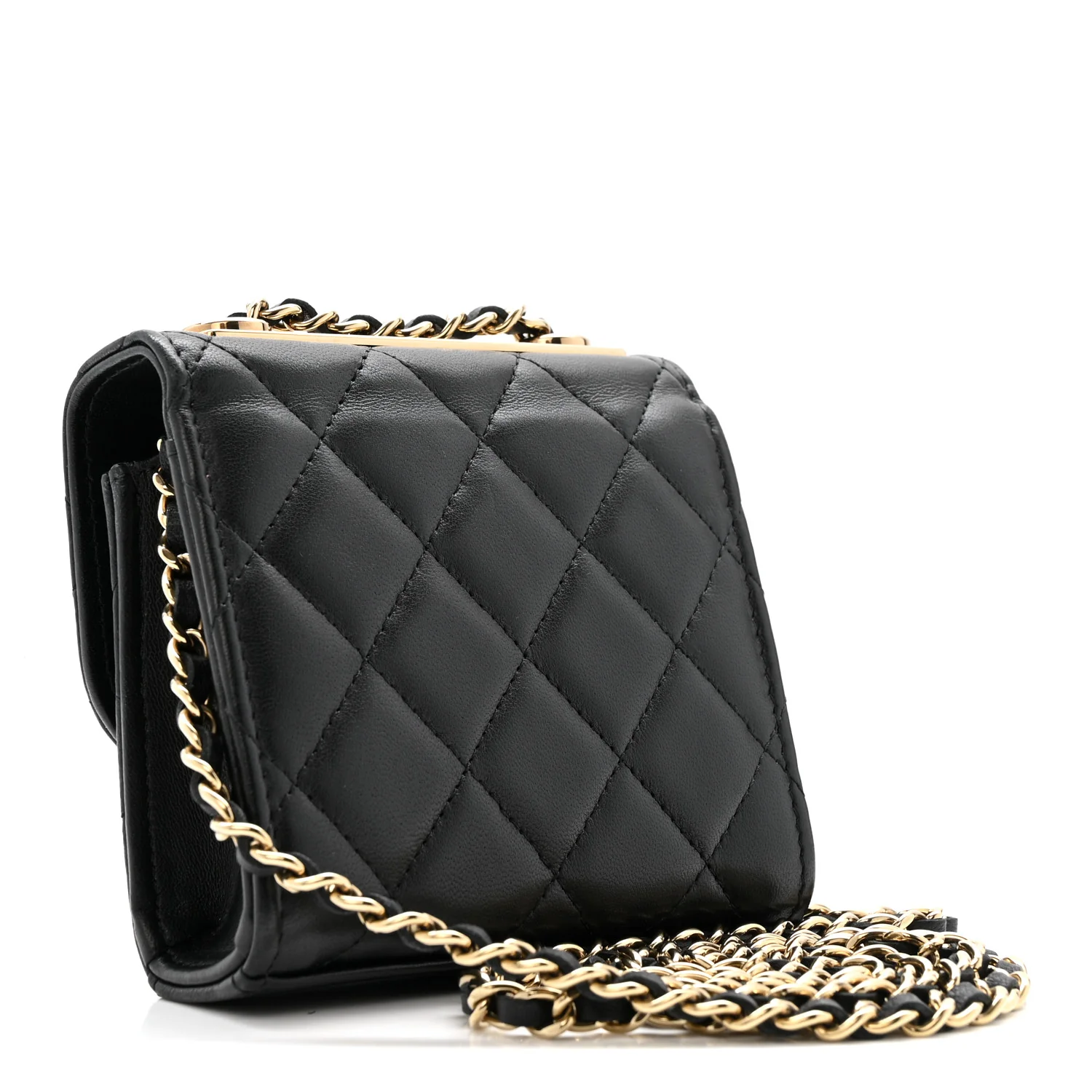 Lambskin Quilted Mini Trendy CC Clutch With Chain Black - Image 3