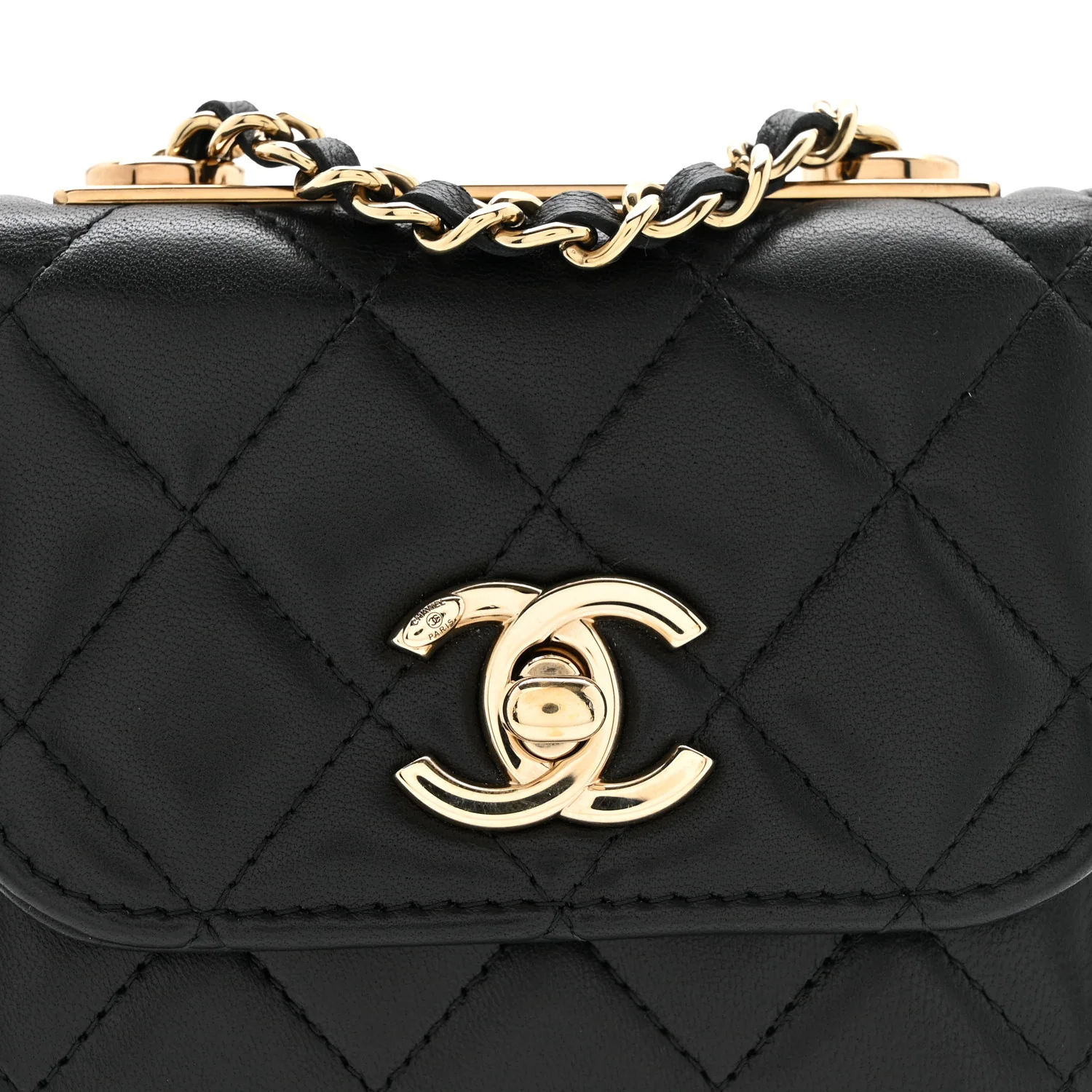 Lambskin Quilted Mini Trendy CC Clutch With Chain Black - Image 9