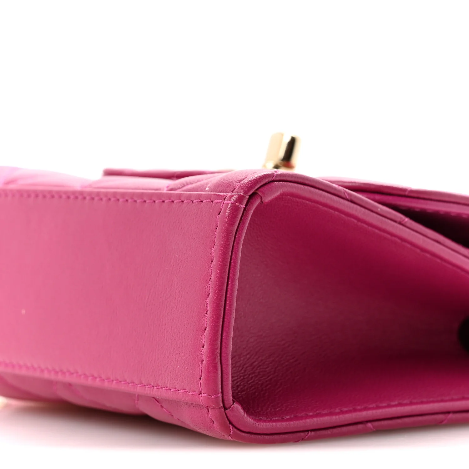 Lambskin Quilted Mini Trendy CC Clutch With Chain Fuchsia - Image 10