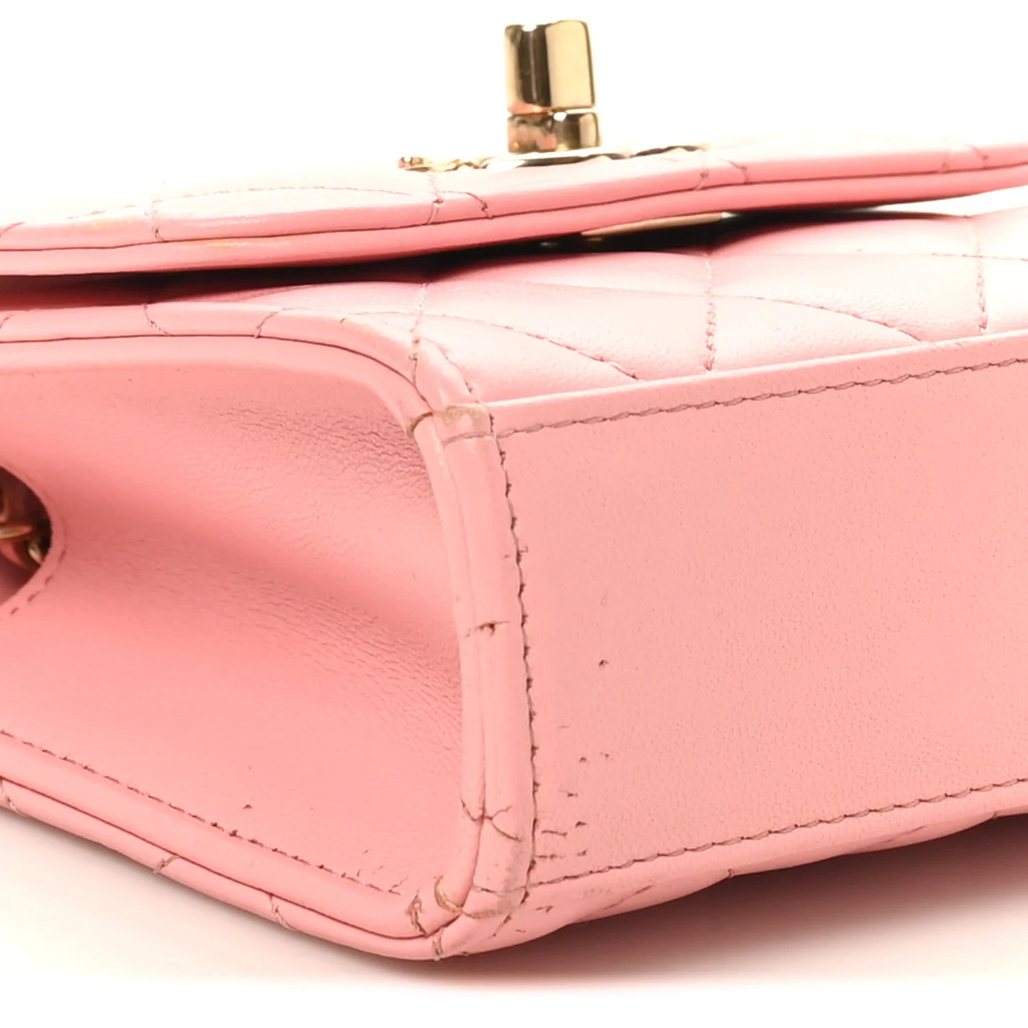 Lambskin Quilted Mini Trendy CC Clutch With Chain Pink - Image 8