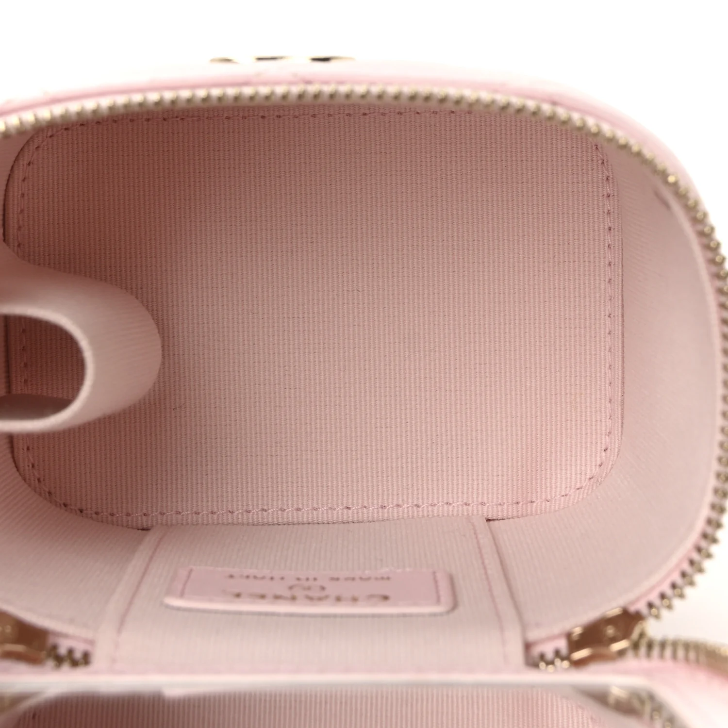 Lambskin Quilted Mini Vanity Case With Pearl Chain Light Pink - Image 5