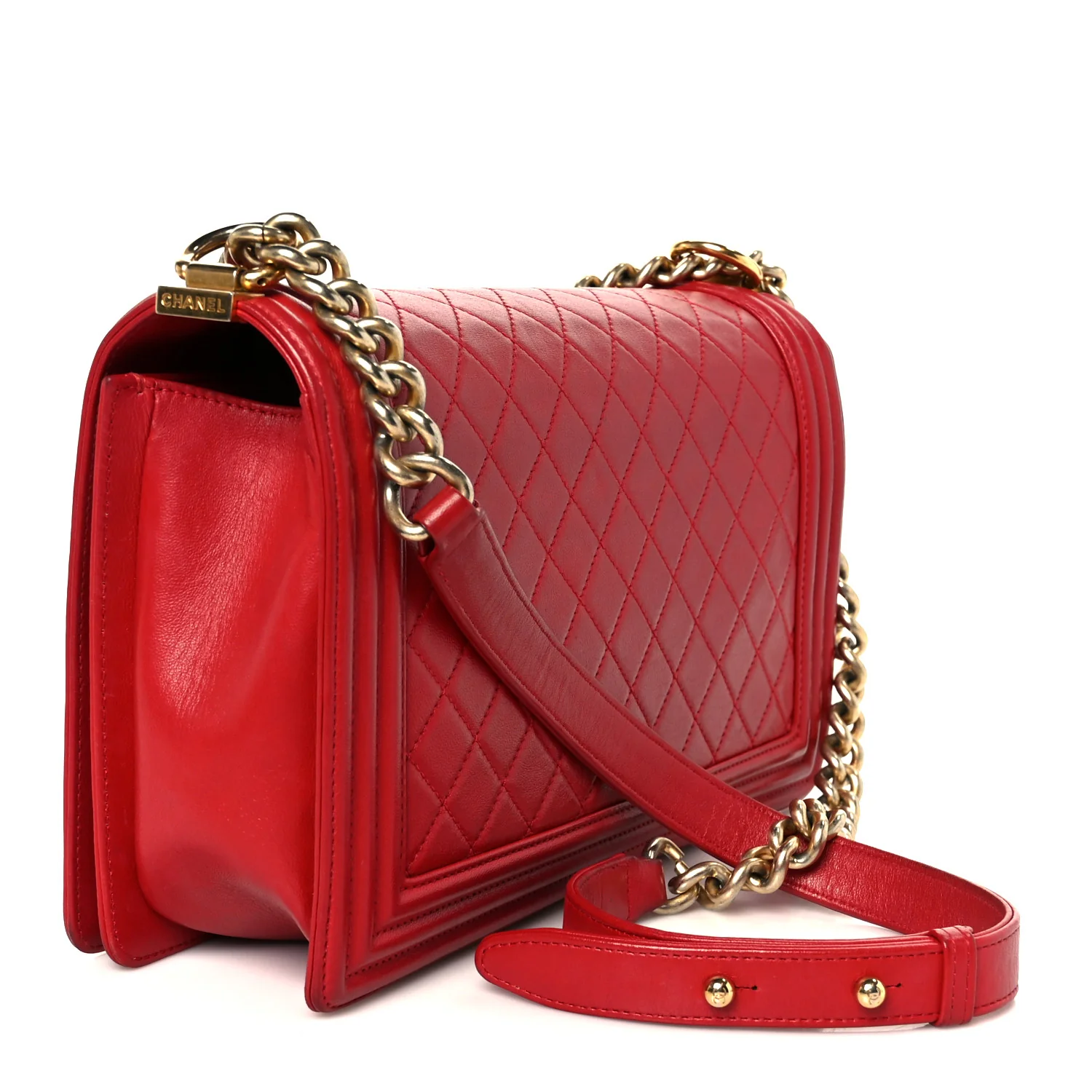 Lambskin Quilted New Medium Boy Flap Red - Image 3