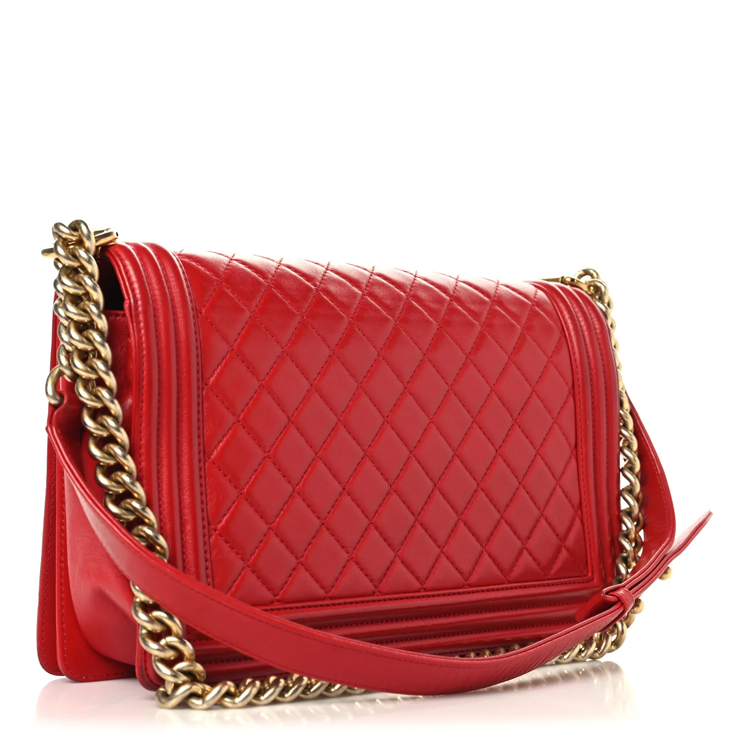 Lambskin Quilted New Medium Boy Flap Red - Image 3
