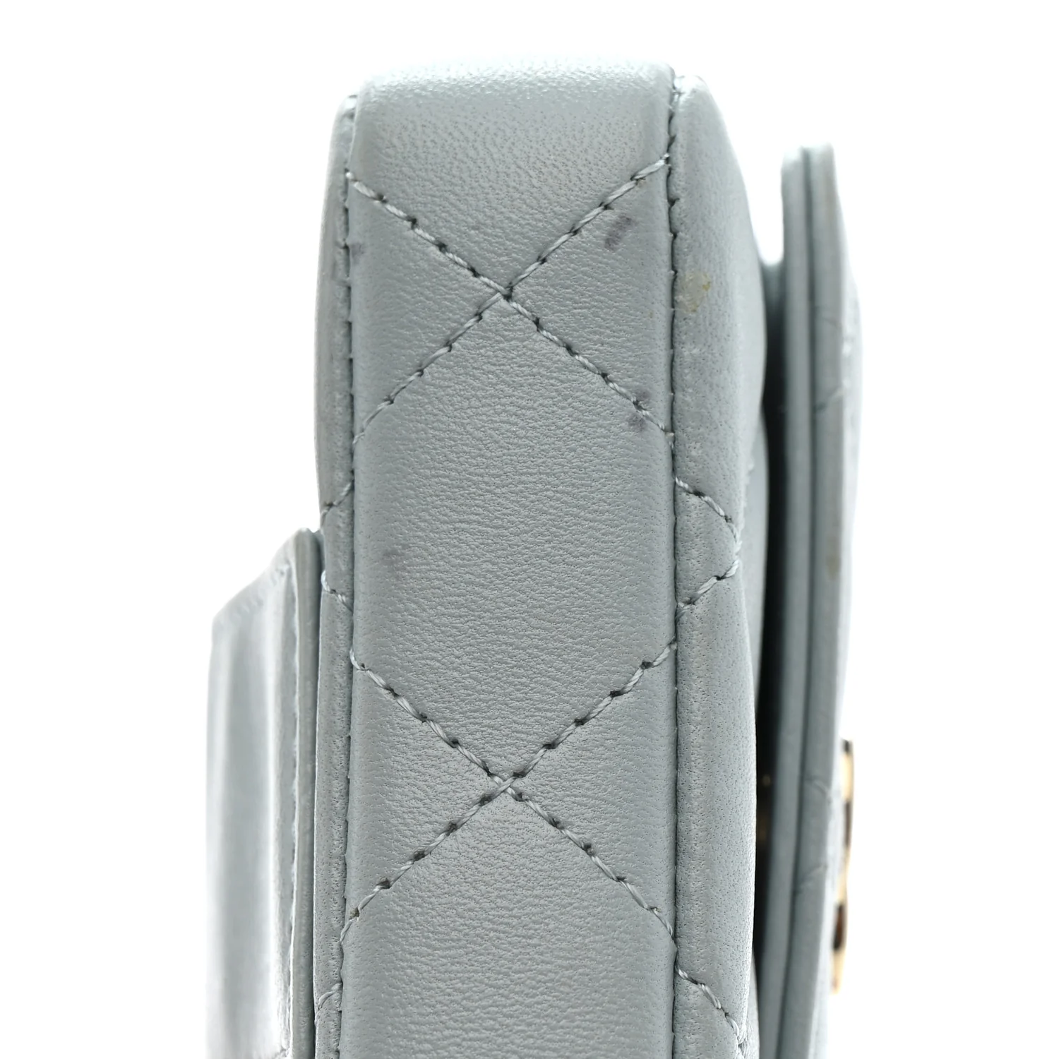 Lambskin Quilted Pearl Chain Belt Bag Light Blue - Image 12