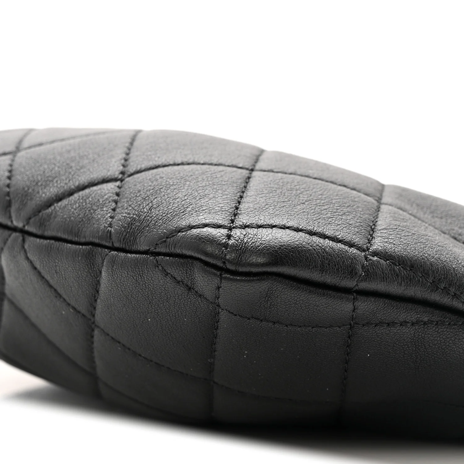 Lambskin Quilted Pearl Crown Clutch Bag Black - Image 10