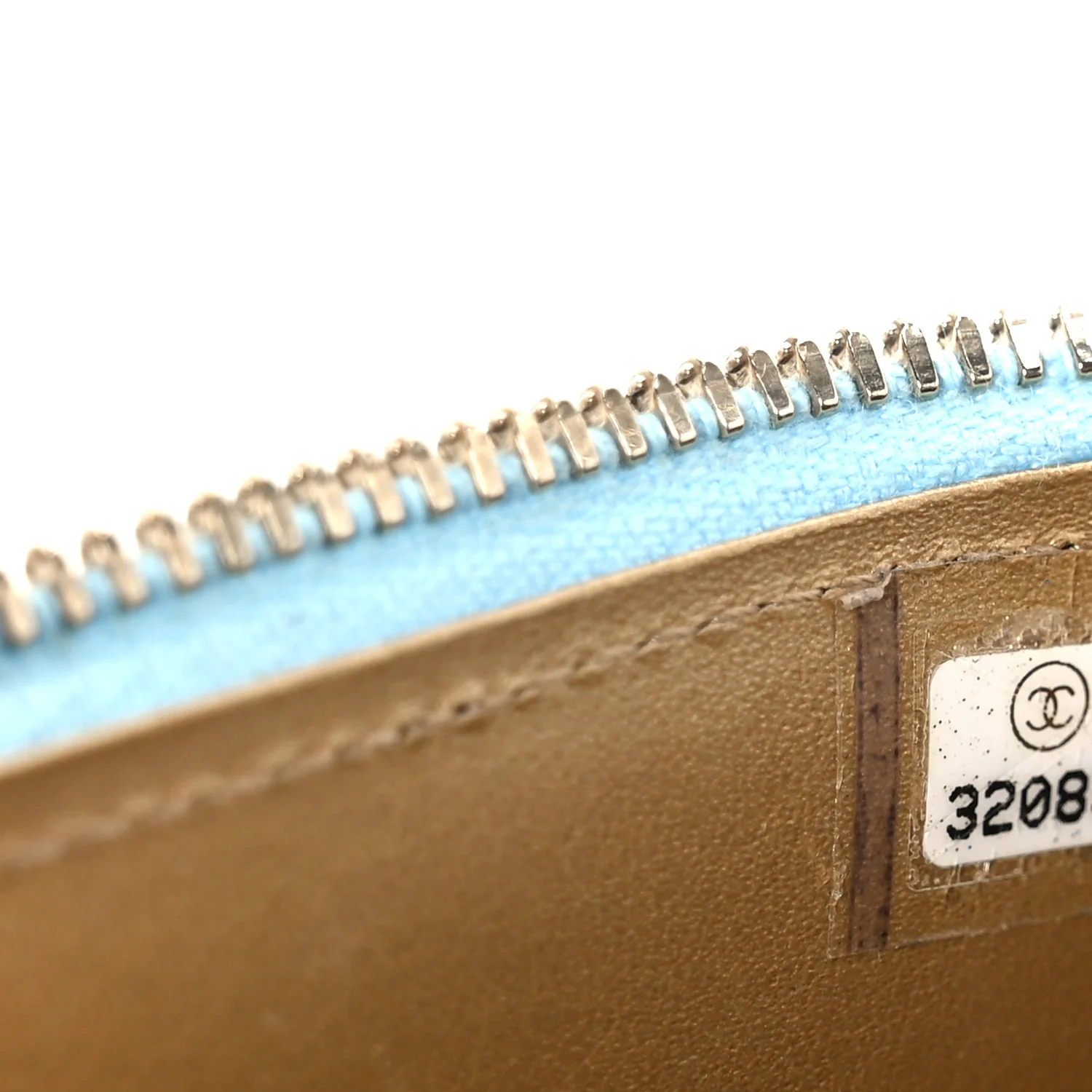 Lambskin Quilted Pearl Crush Mini Vanity Case With Chain Light Blue - Image 8