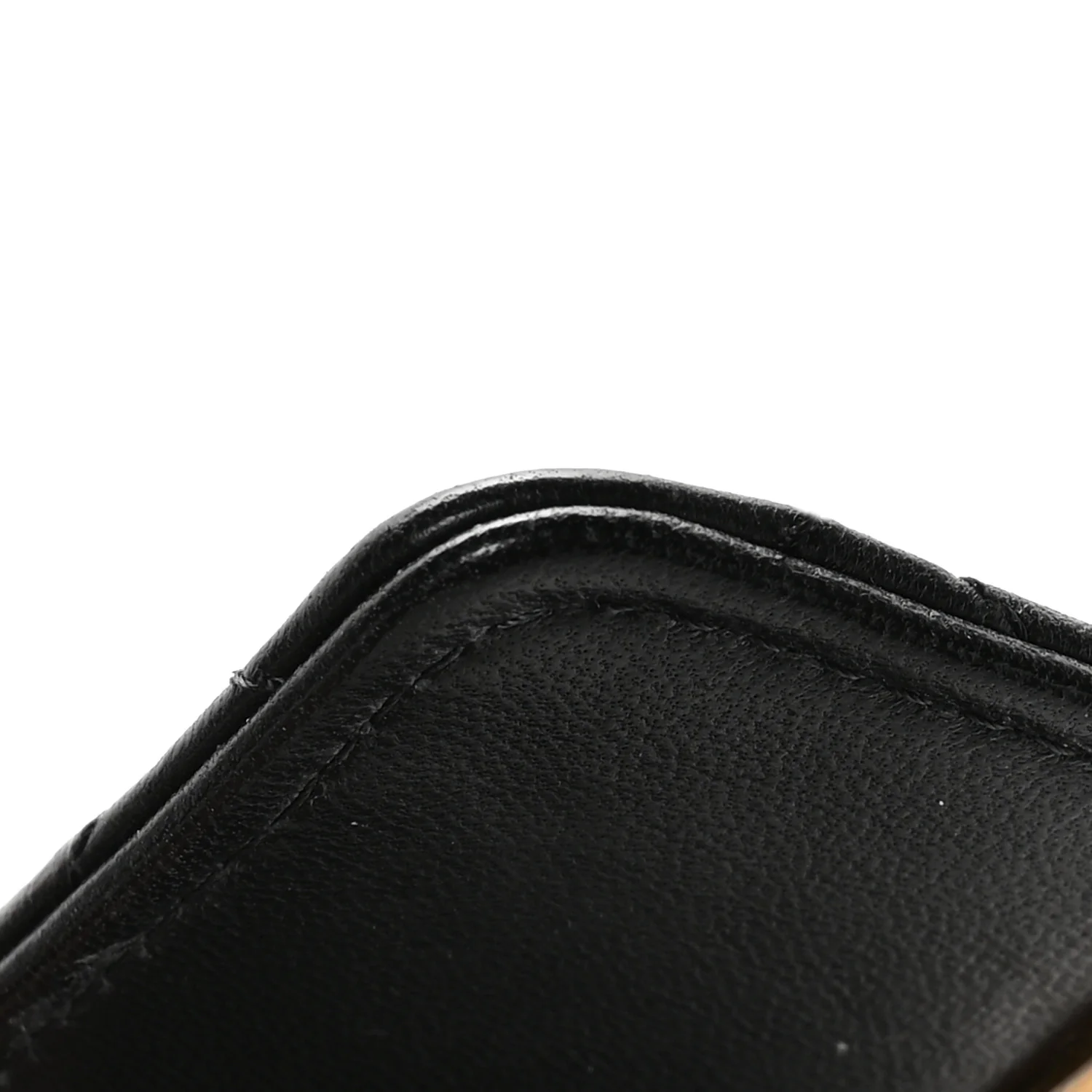Lambskin Quilted Pearl Crush Phone Holder With Chain Black - Image 13