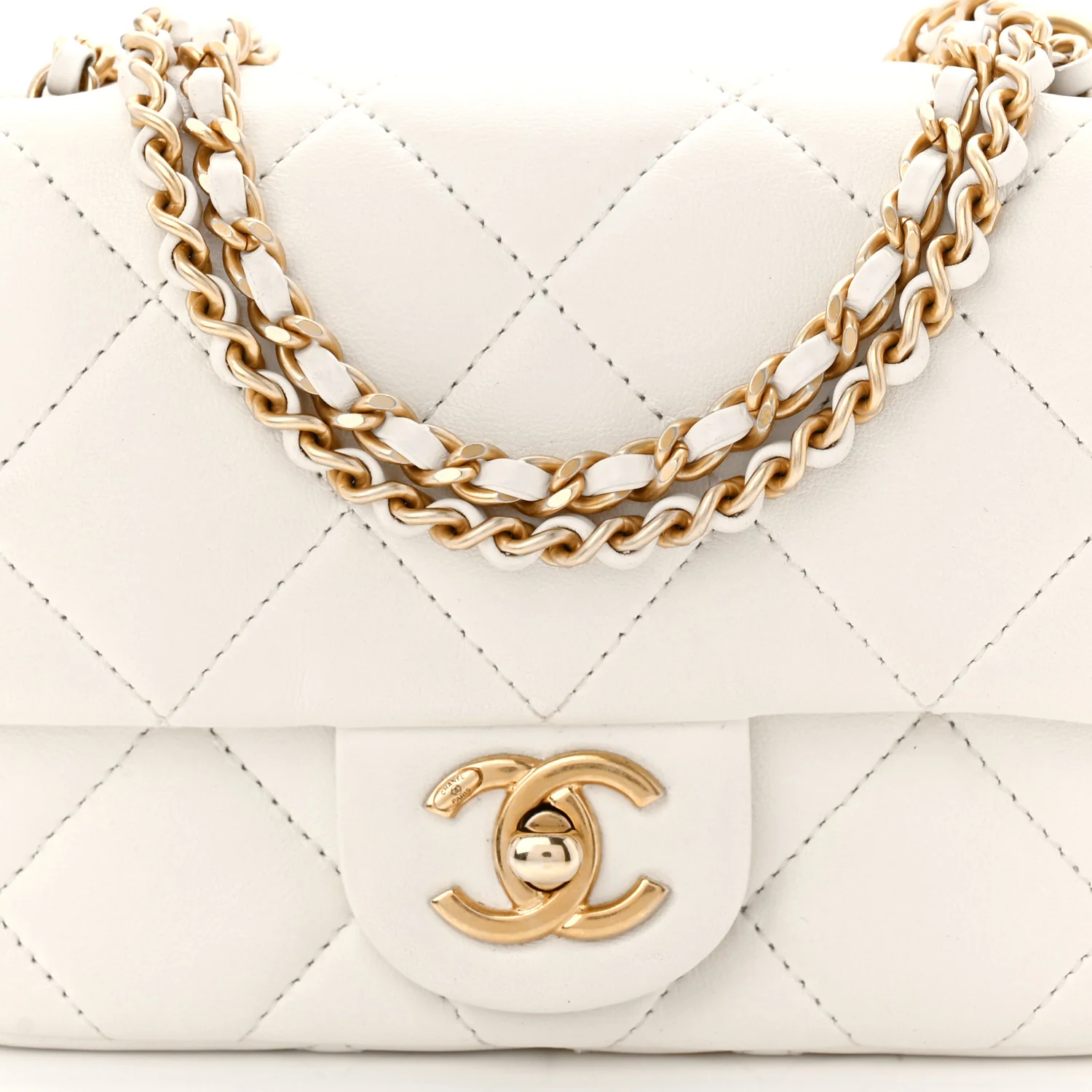 Lambskin Quilted Pearl Small Flap White - Image 8
