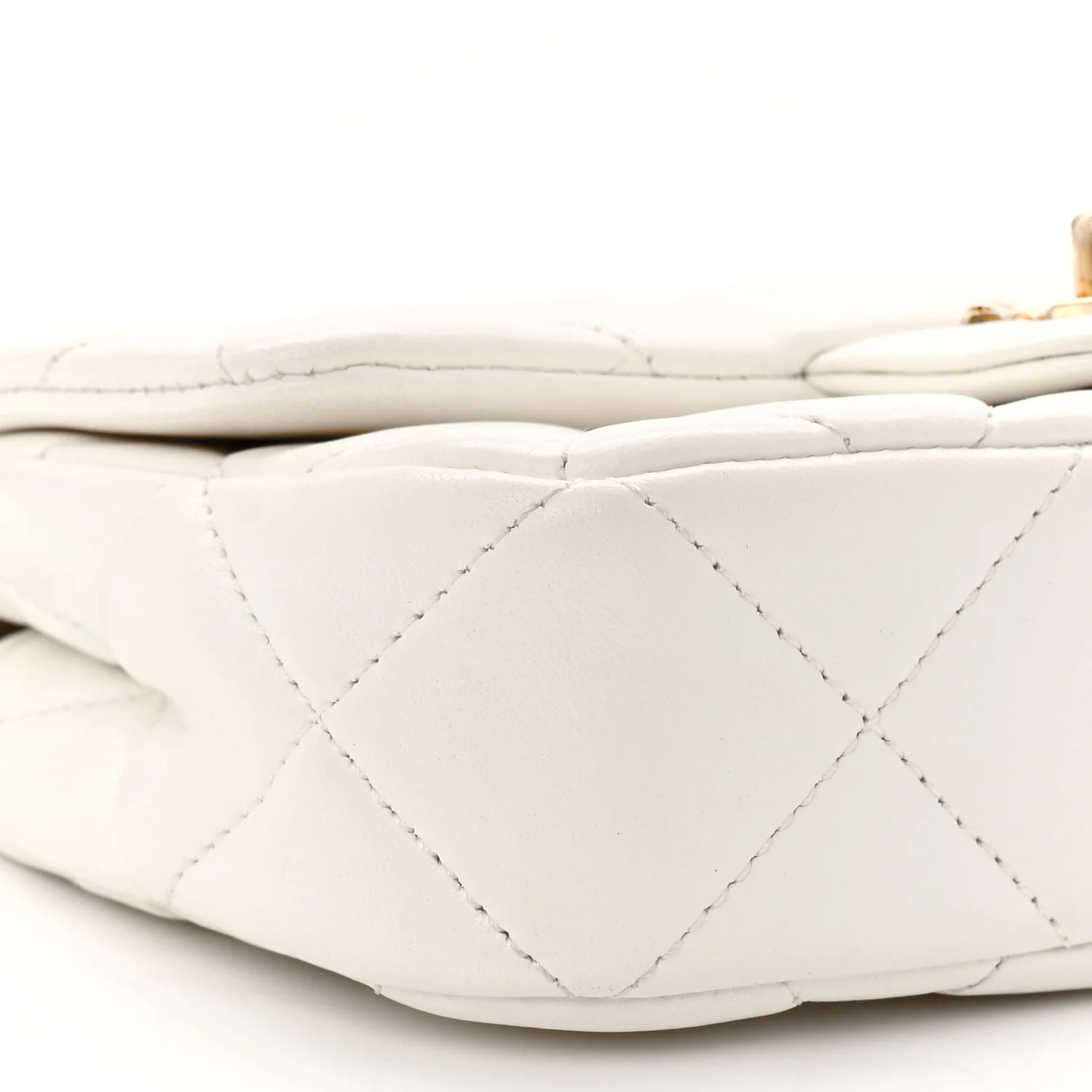 Lambskin Quilted Pearl Small Flap White - Image 9