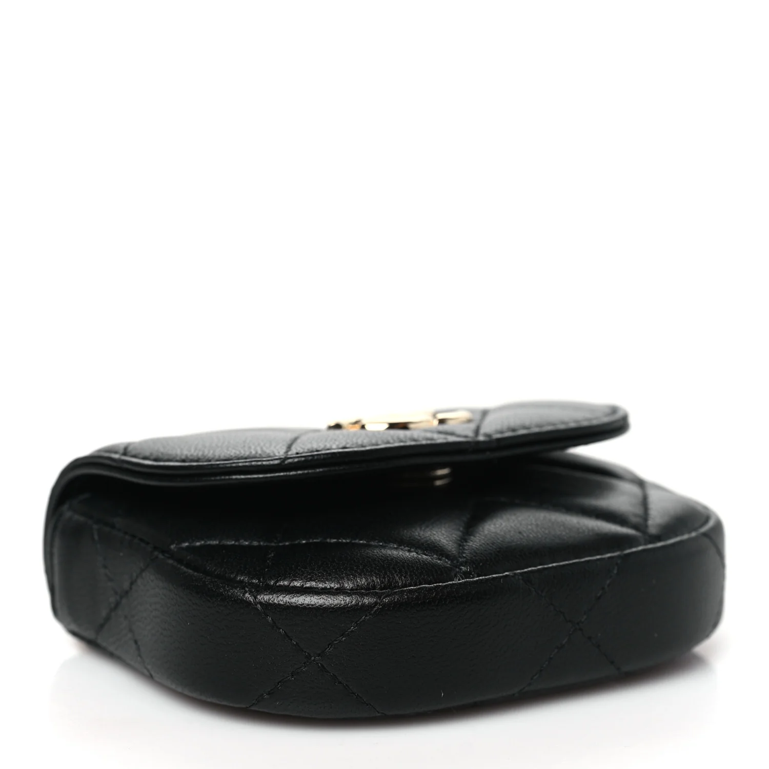 Lambskin Quilted Pearl Top Handle Clutch With Chain Black - Image 4
