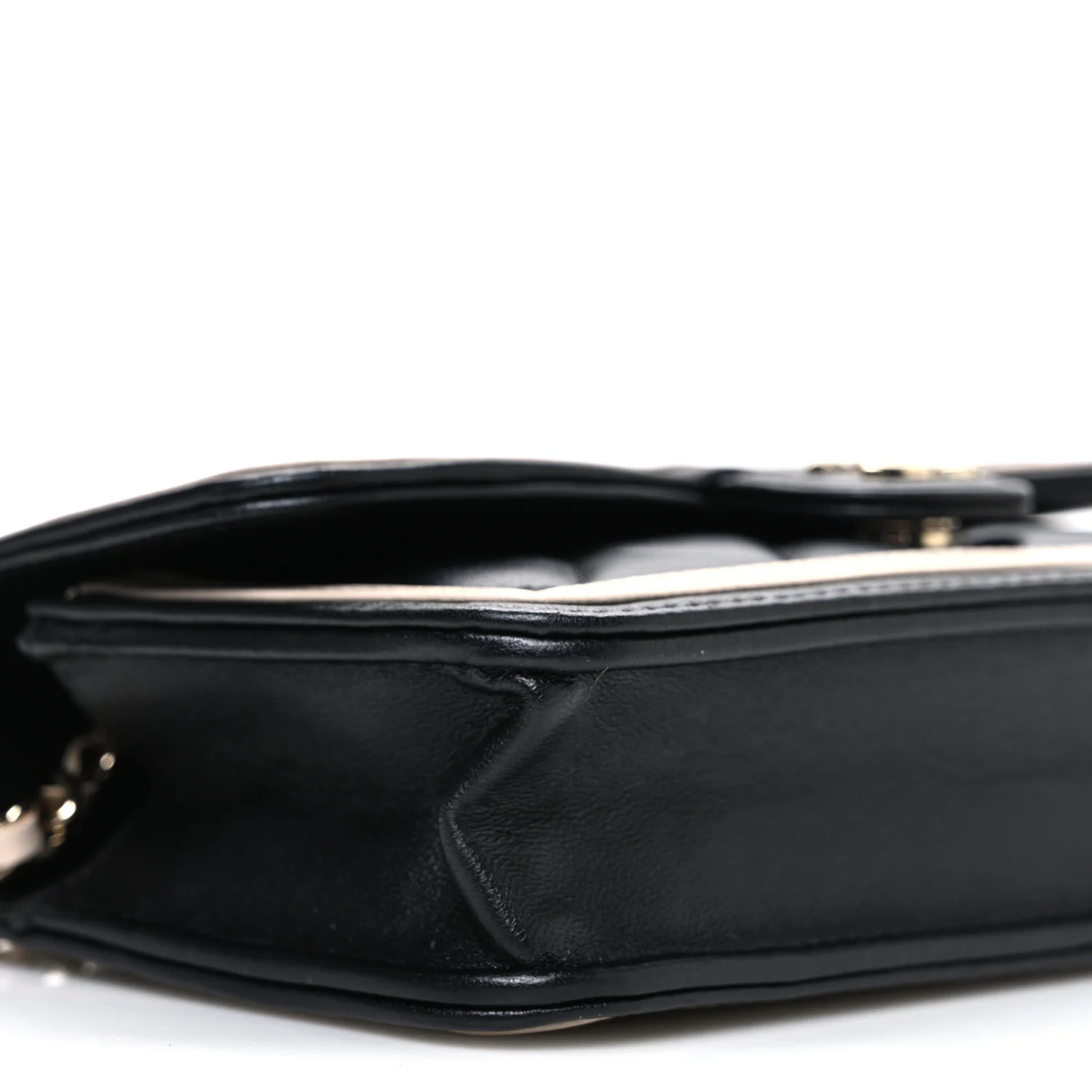 Lambskin Quilted Phone Holder Wallet With Chain Black Beige - Image 10