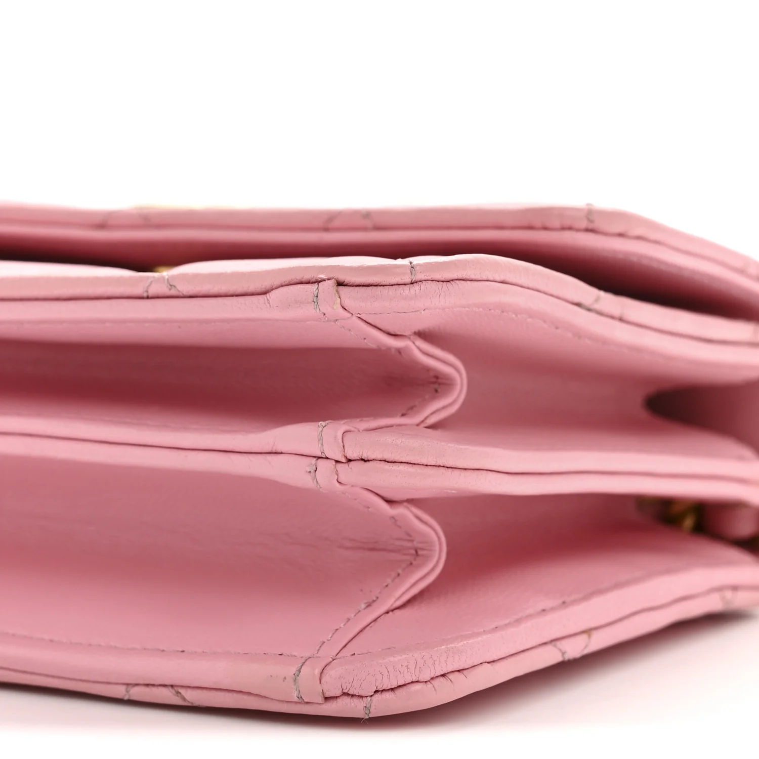 Lambskin Quilted Pick Me Up Mini Wallet On Chain Light Pink - Image 10