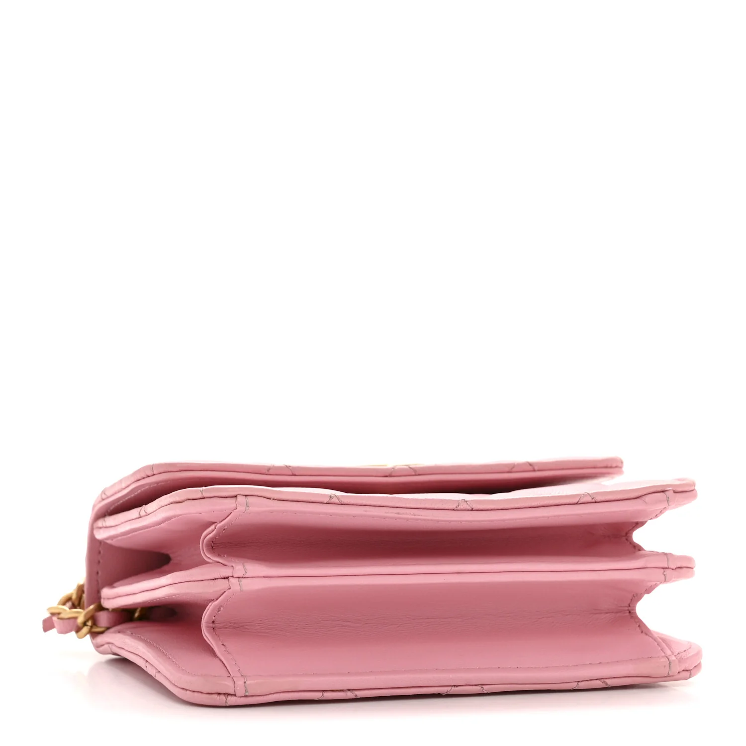 Lambskin Quilted Pick Me Up Mini Wallet On Chain Light Pink - Image 4