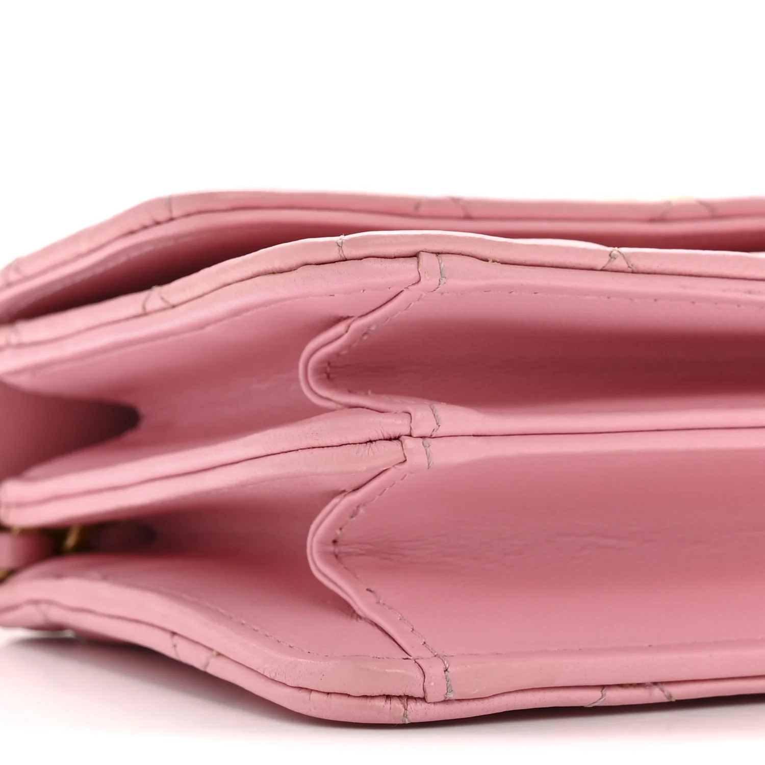 Lambskin Quilted Pick Me Up Mini Wallet On Chain Light Pink - Image 9