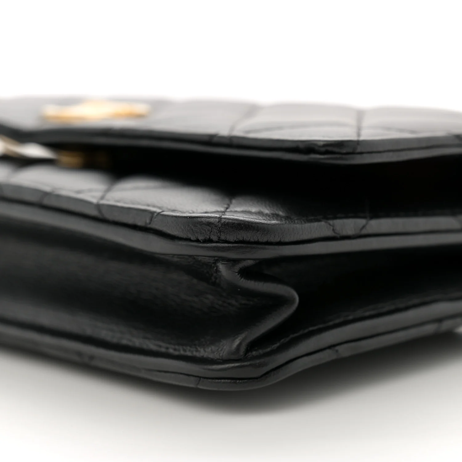 Lambskin Quilted Pick Me Up Wallet On Chain WOC Black - Image 10