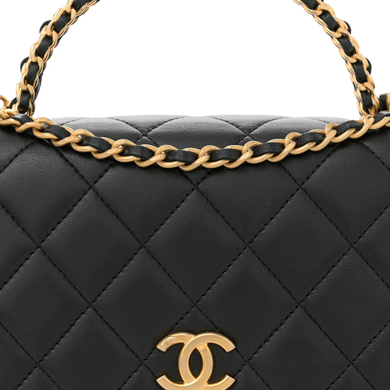 Lambskin Quilted Pick Me Up Wallet On Chain WOC Black - Image 8