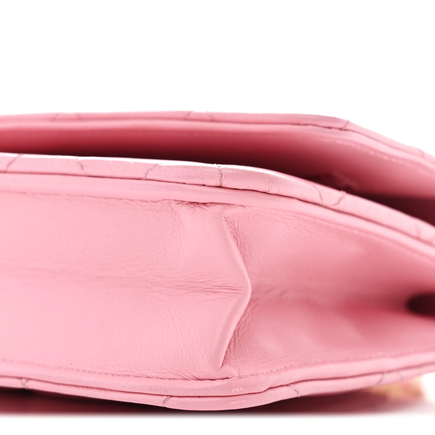 Lambskin Quilted Pick Me Up Wallet On Chain WOC Light Pink - Image 11