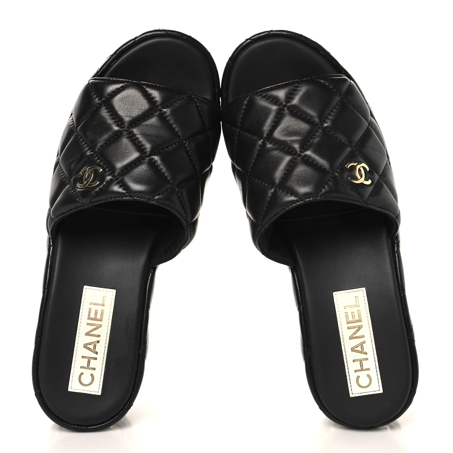 Lambskin Quilted Platform Mules 38 Black - Image 2