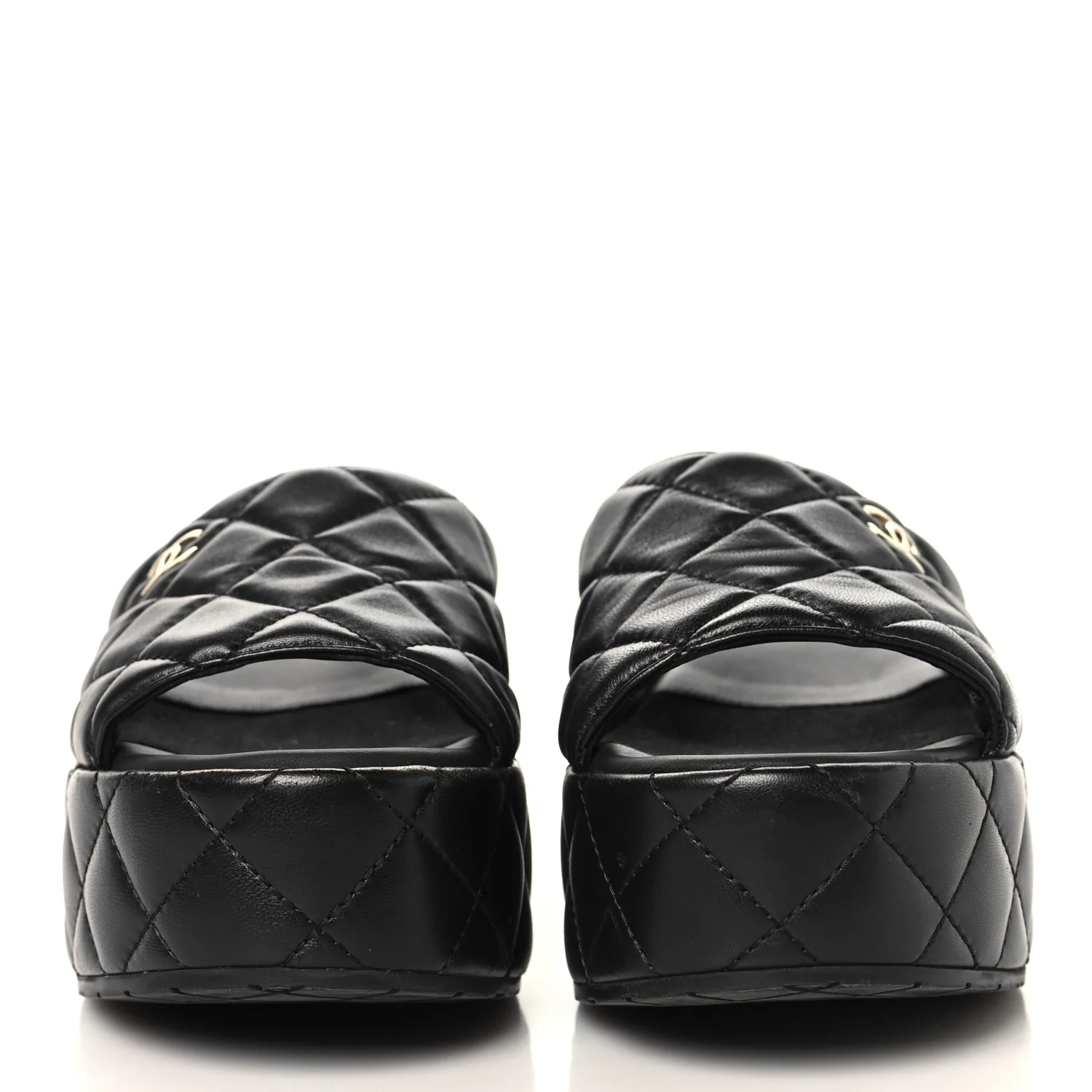 Lambskin Quilted Platform Mules 38 Black - Image 3