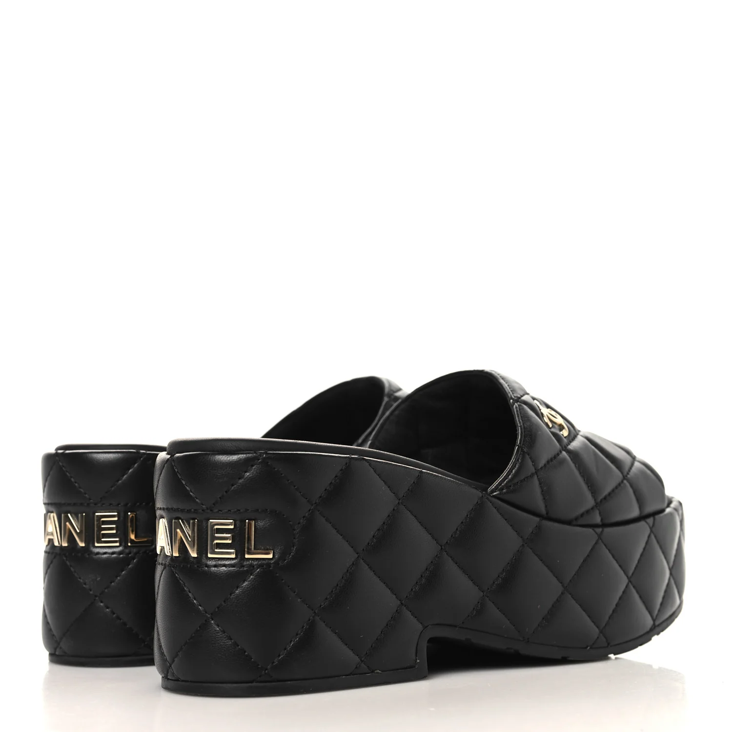 Lambskin Quilted Platform Mules 38 Black - Image 5