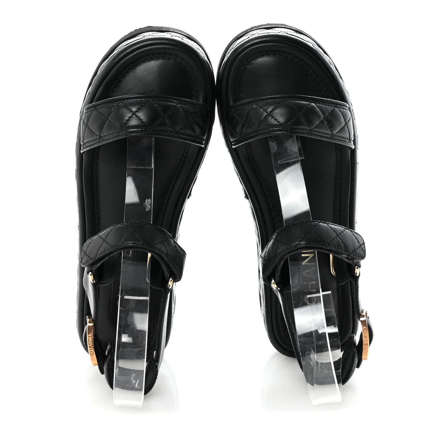 Lambskin Quilted Platform Sandals 37 Black - Image 4