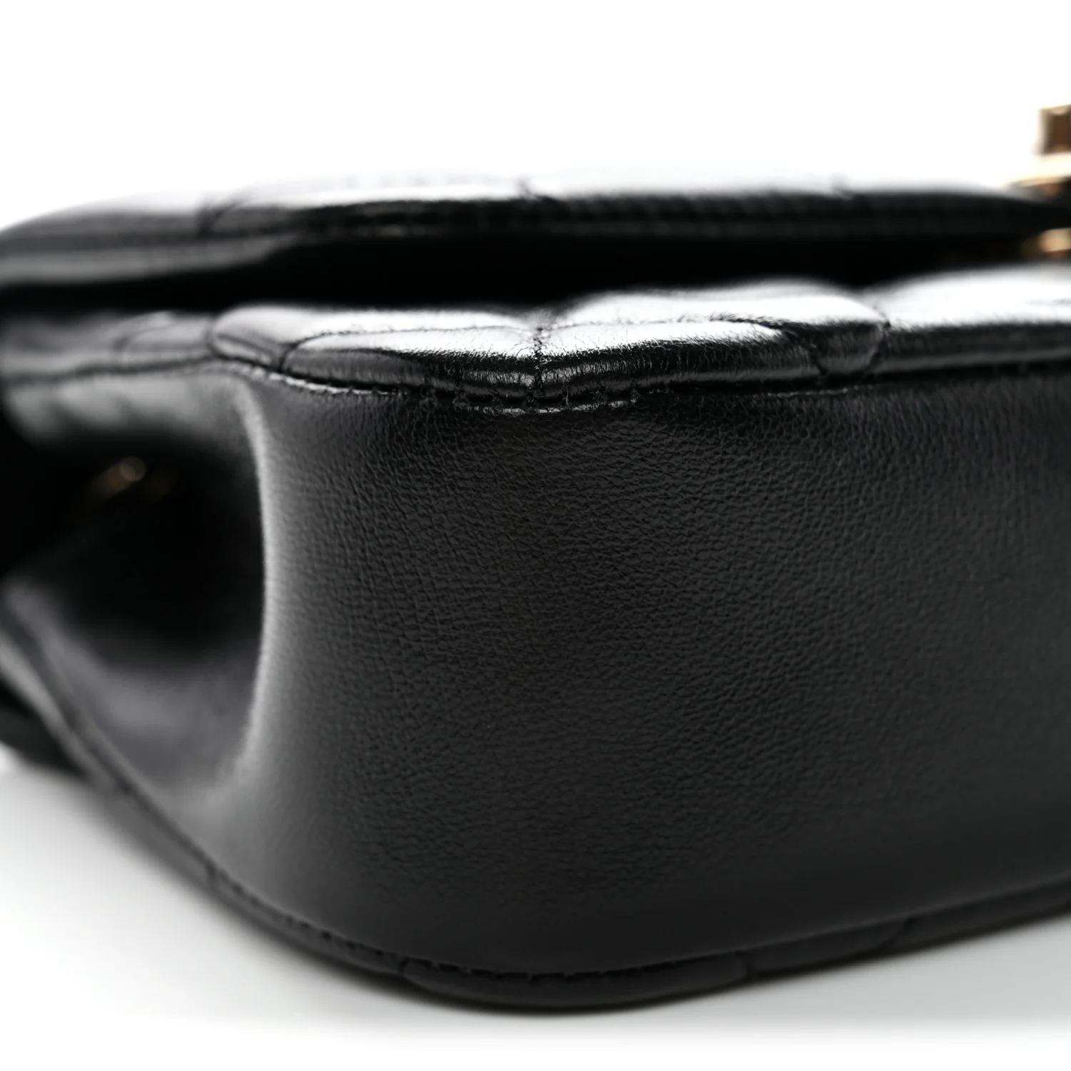 Lambskin Quilted Rectangular Phone Holder Clutch With Chain Black - Image 9