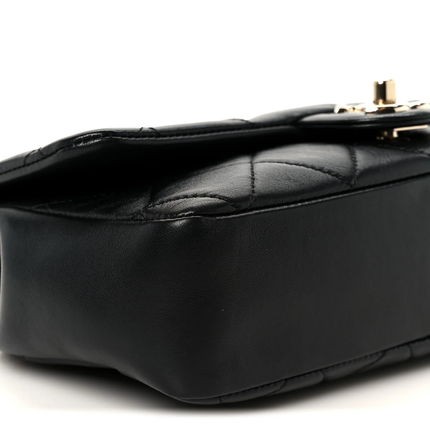 Lambskin Quilted Resin Bi-Color Chain Flap Bag Black - Image 10