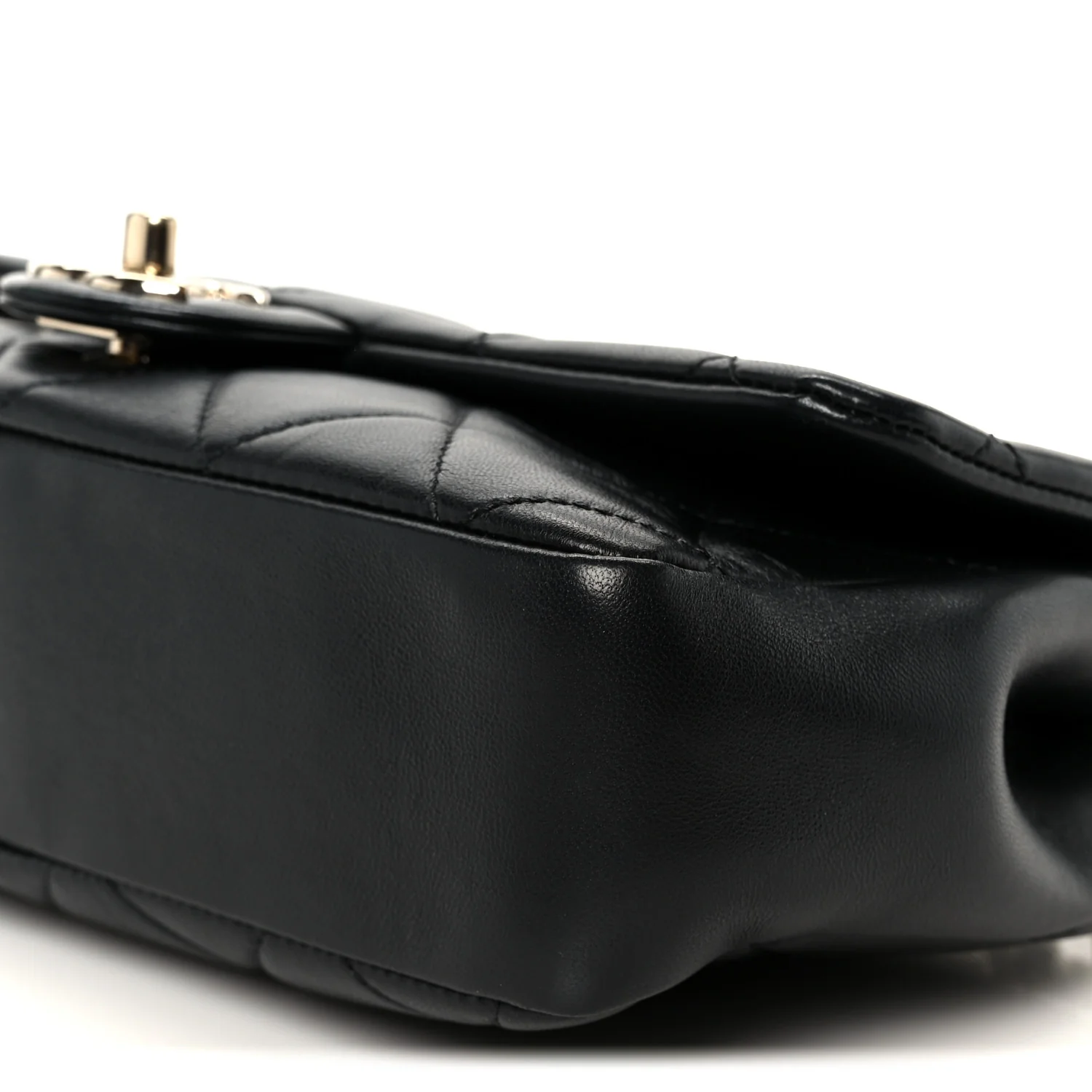 Lambskin Quilted Resin Bi-Color Chain Flap Bag Black - Image 11