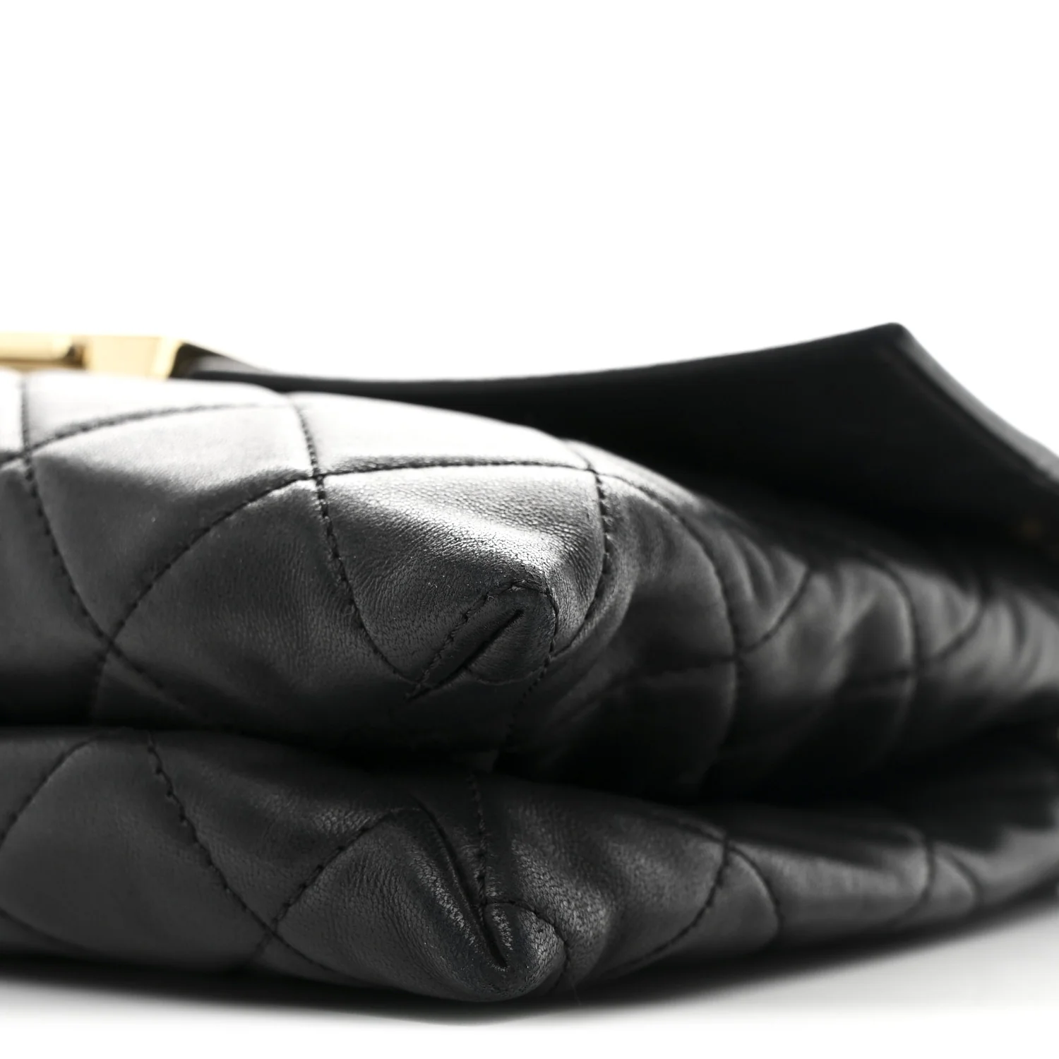 Lambskin Quilted Retro Label Clutch Black - Image 11