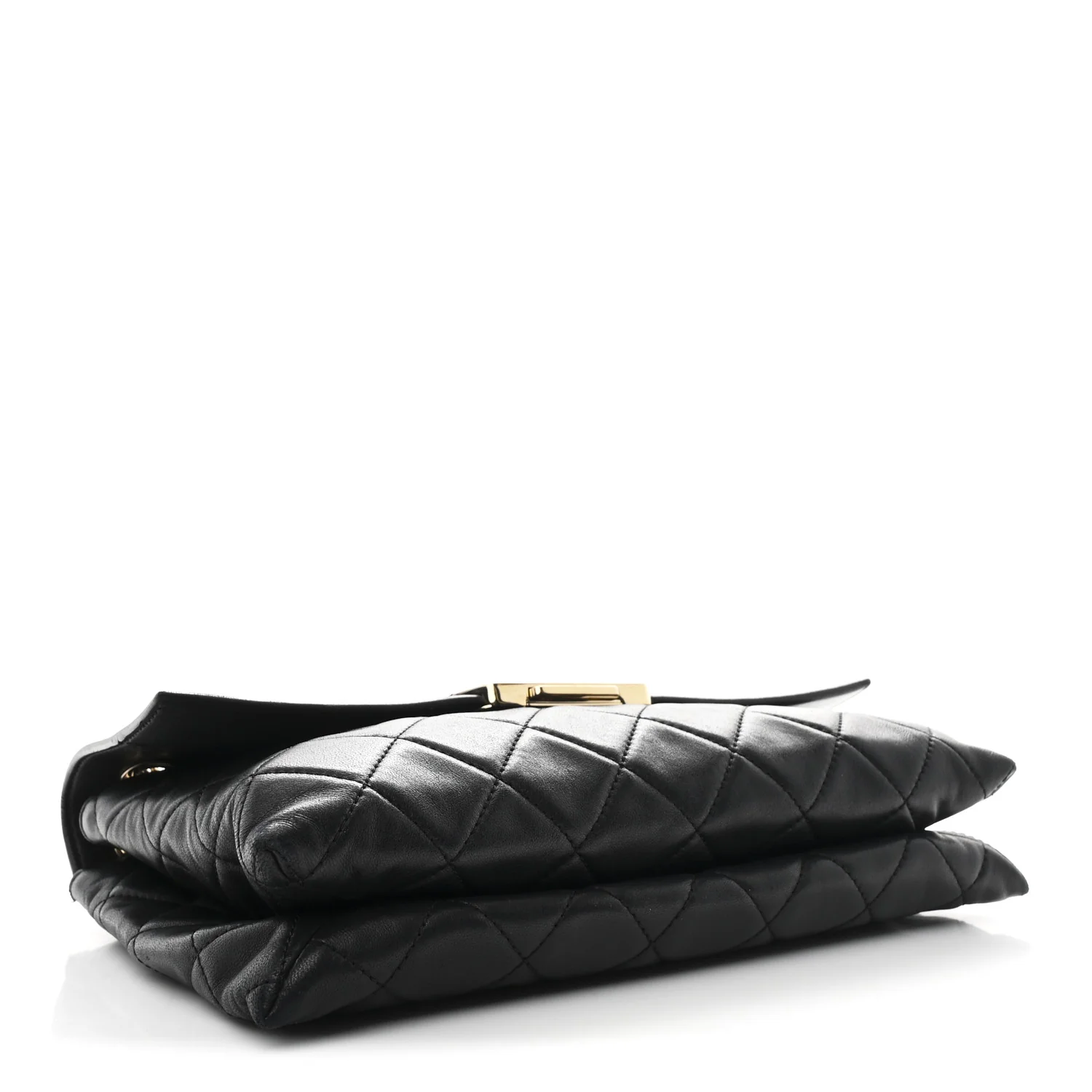 Lambskin Quilted Retro Label Clutch Black - Image 4