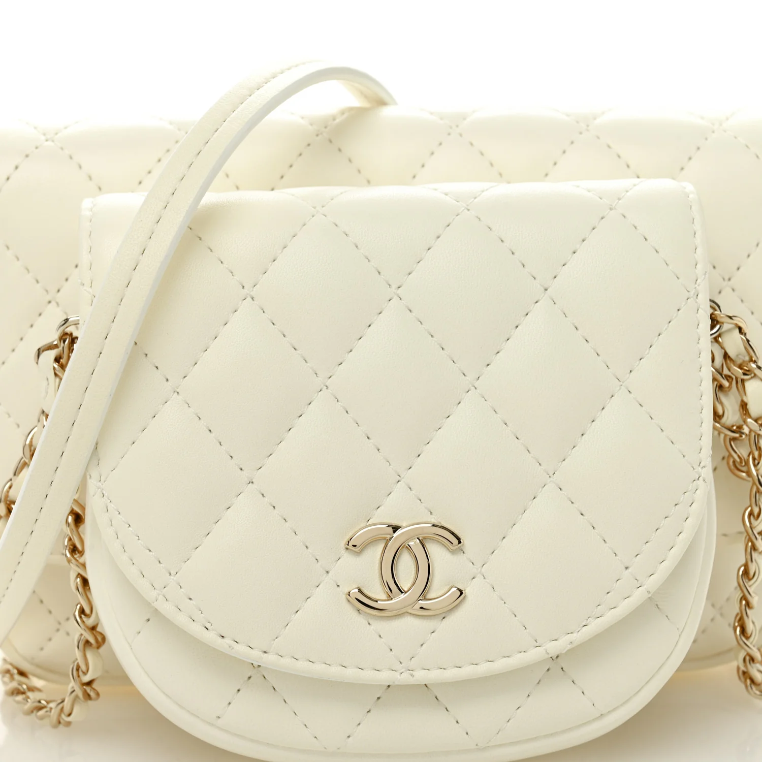 Lambskin Quilted Side Packs White - Image 9