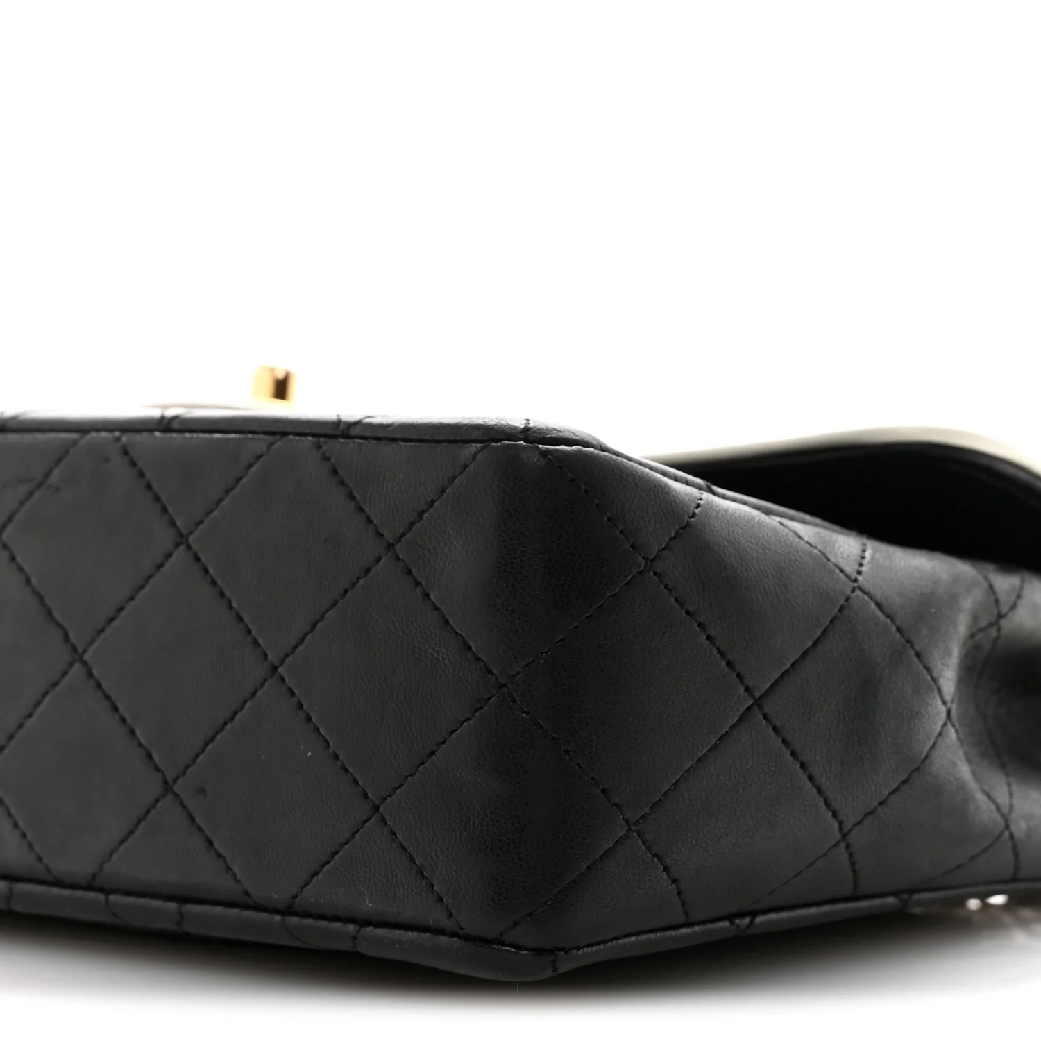 Lambskin Quilted Single Flap Black White - Image 10