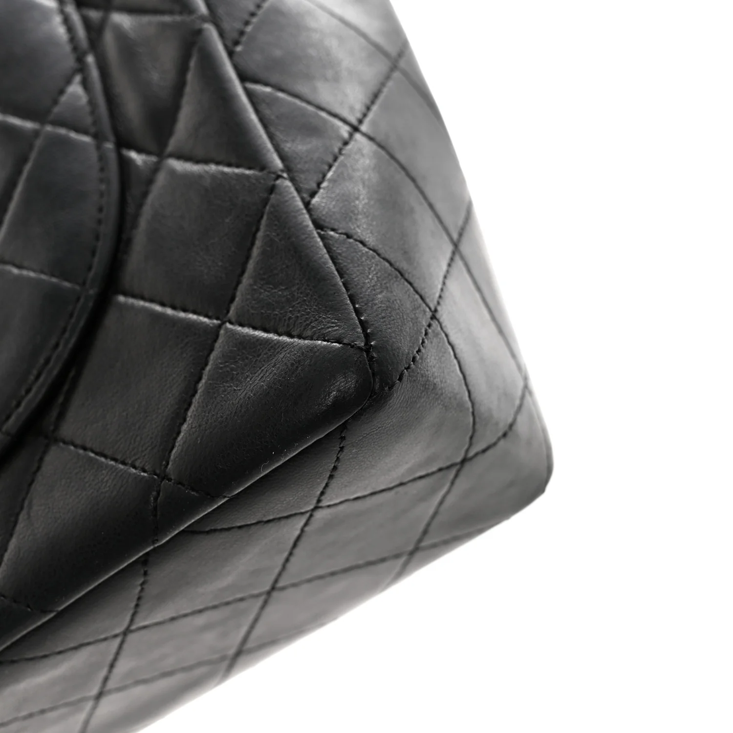 Lambskin Quilted Single Flap Black White - Image 12