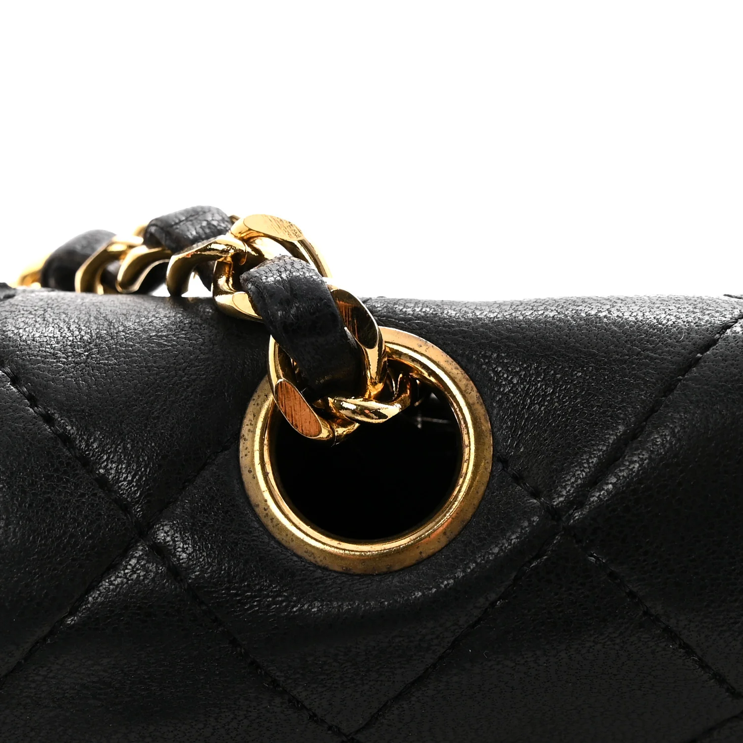 Lambskin Quilted Single Flap Black White - Image 14