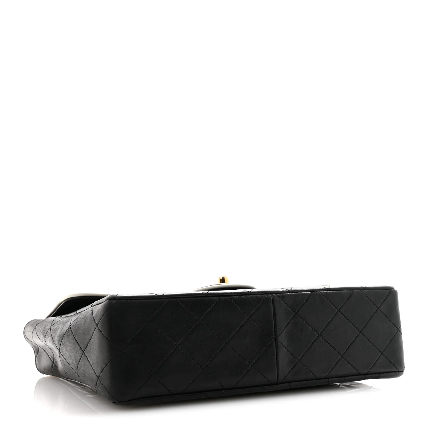 Lambskin Quilted Single Flap Black White - Image 4
