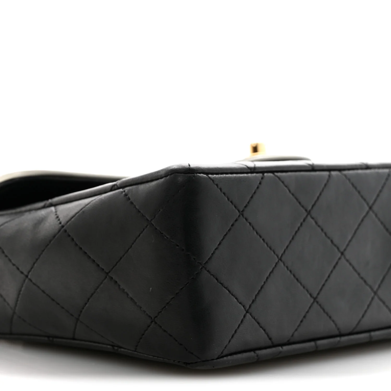 Lambskin Quilted Single Flap Black White - Image 9