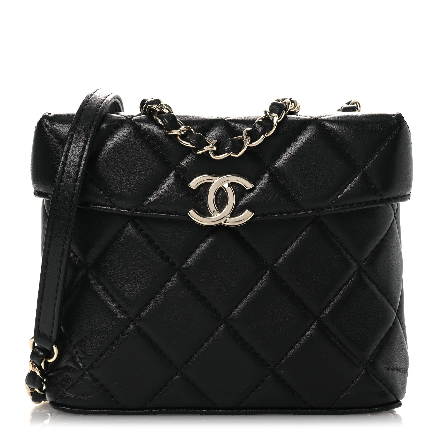 Lambskin Quilted Small Box Bag Black
