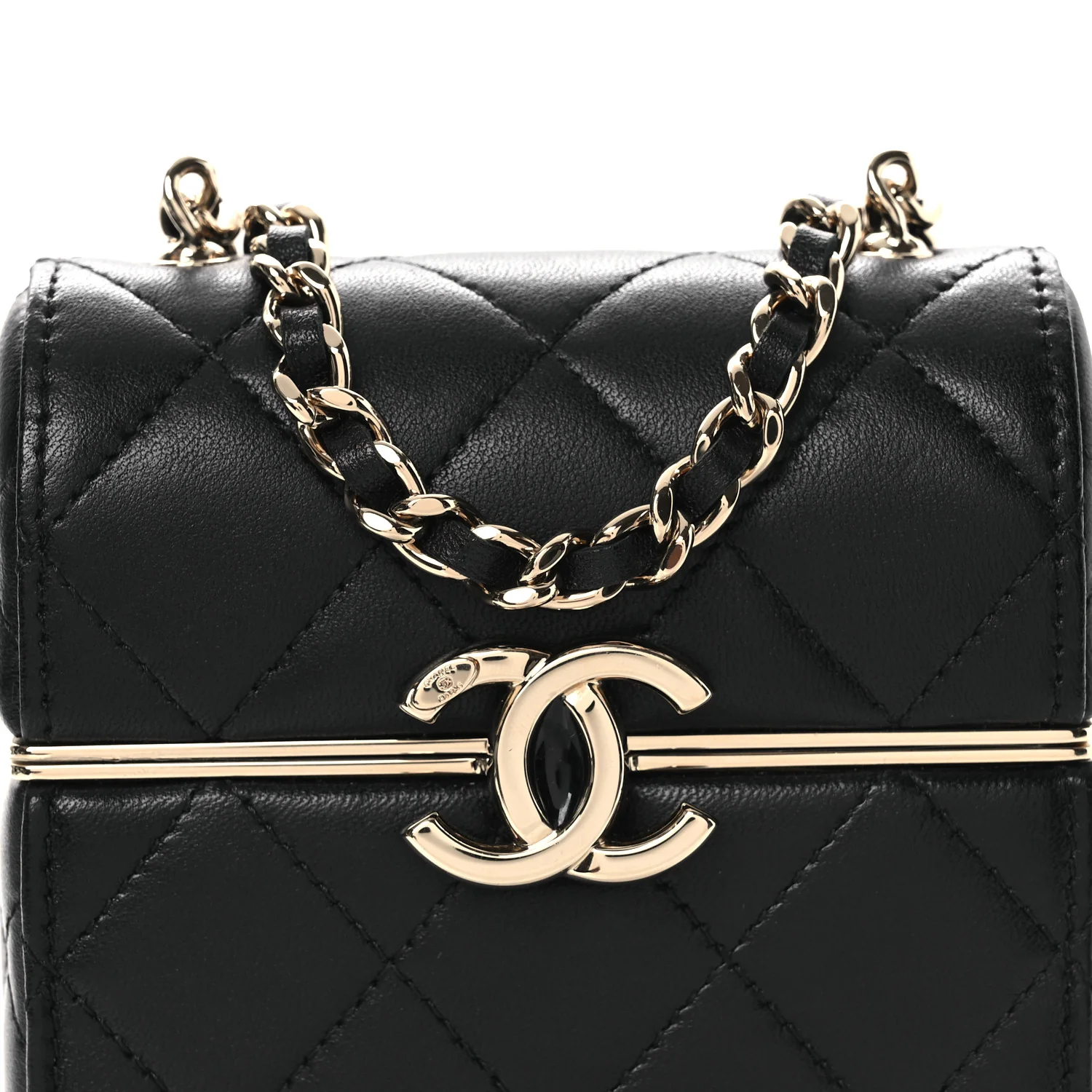 Lambskin Quilted Small Box With Chain Black - Image 9
